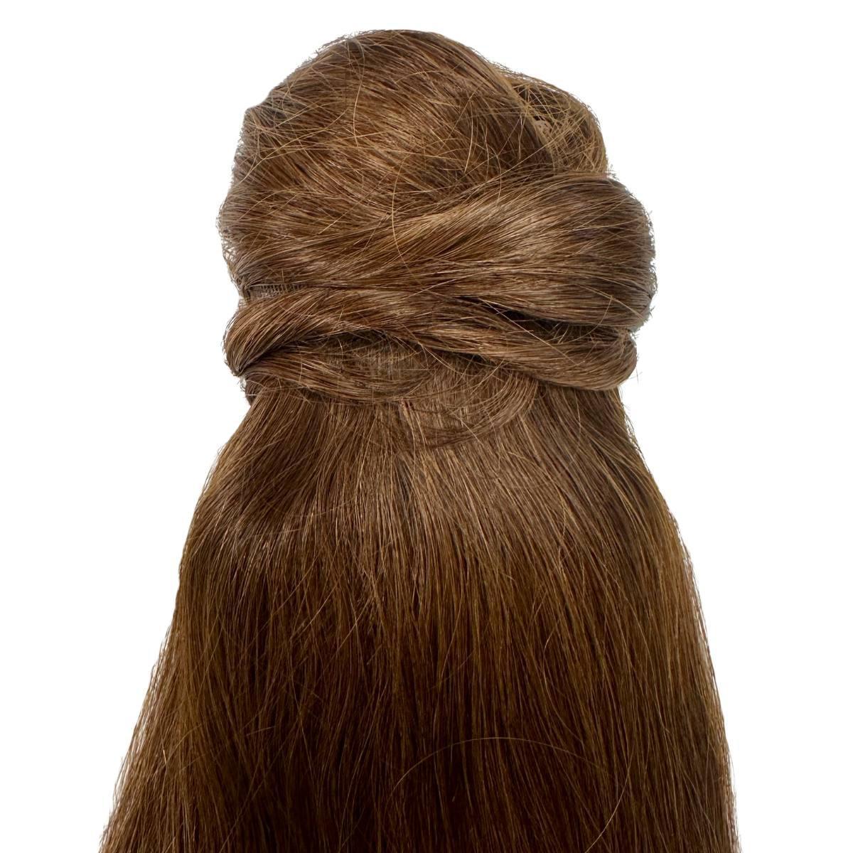 Close-up of 20" Dark Brown silky hair texture and color HookedOnBundles Virgin Hair