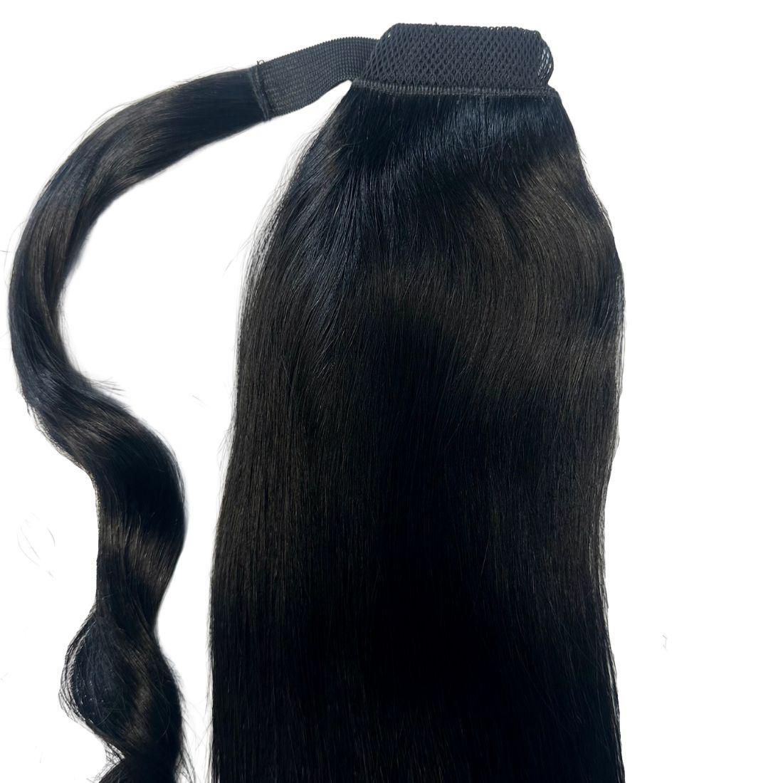 20" Jet Black Human Hair Ponytail Extension packaging - HookedOnBundles HookedOnBundles Virgin Hair