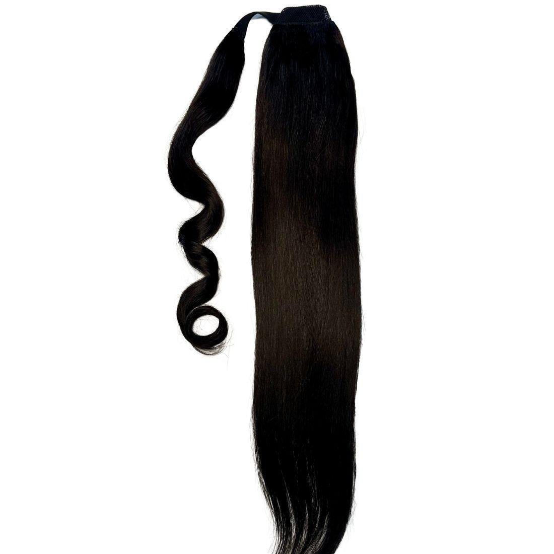 20" Natural Black Human Hair Ponytail Extension packaging - HookedOnBundles HookedOnBundles Virgin Hair