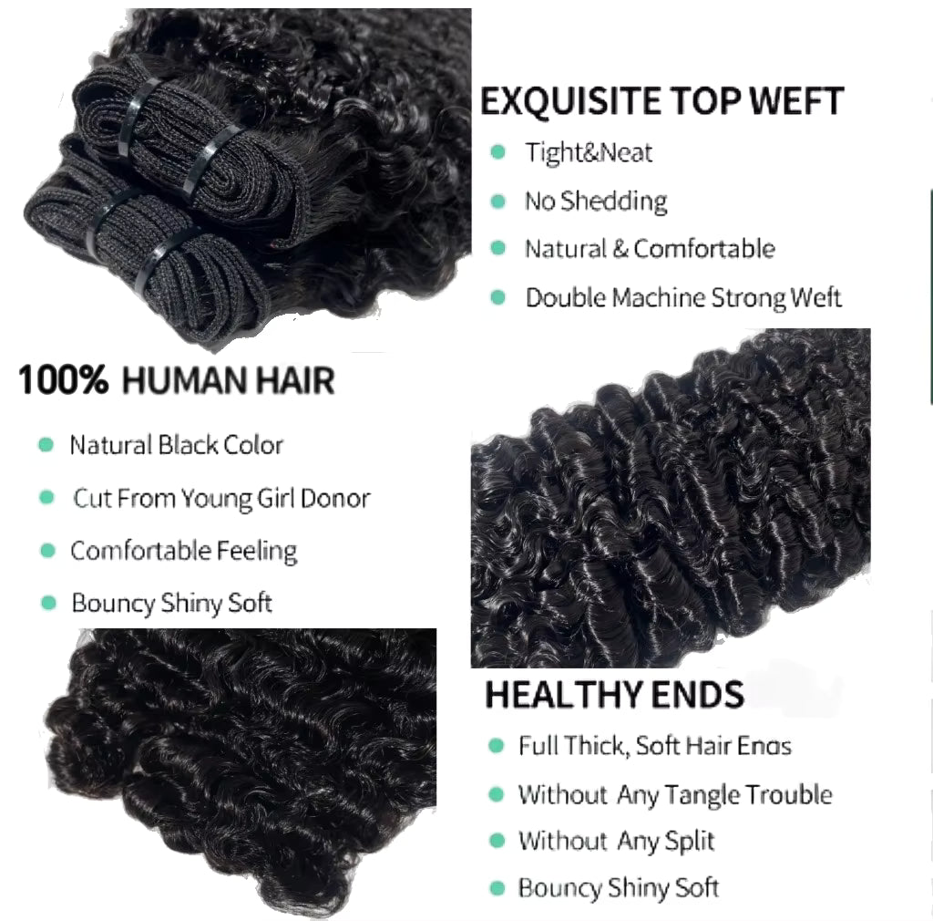 Human Burmese curly bundles with  health ends HookedOnBundles Virgin Hair
