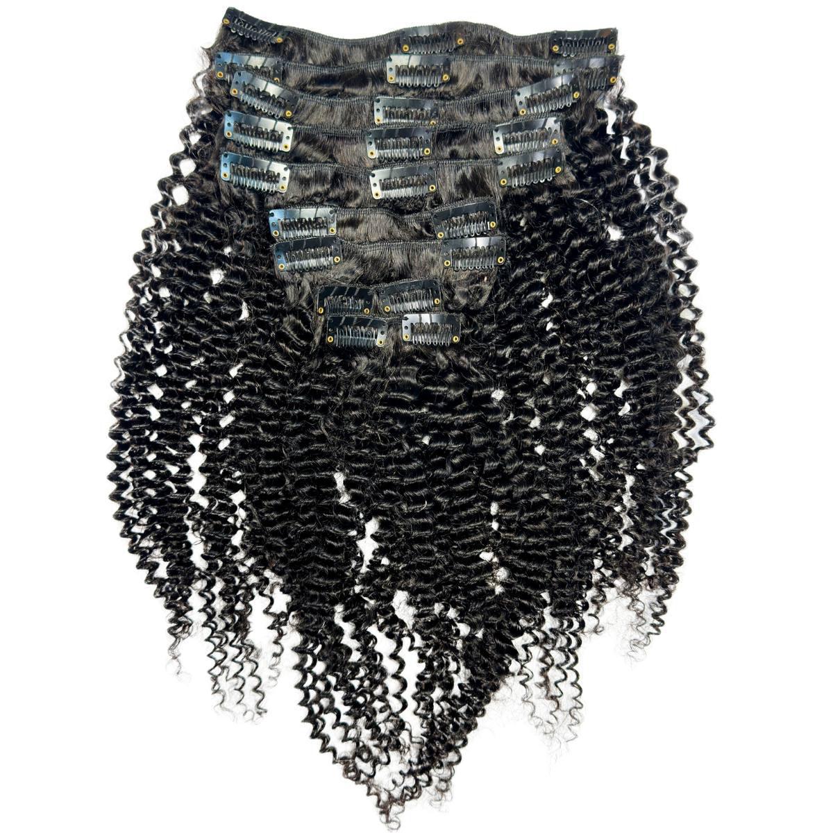 Jerry Curl Clip-In 100% Human Hair Extensions HookedOnBundles Virgin Hair