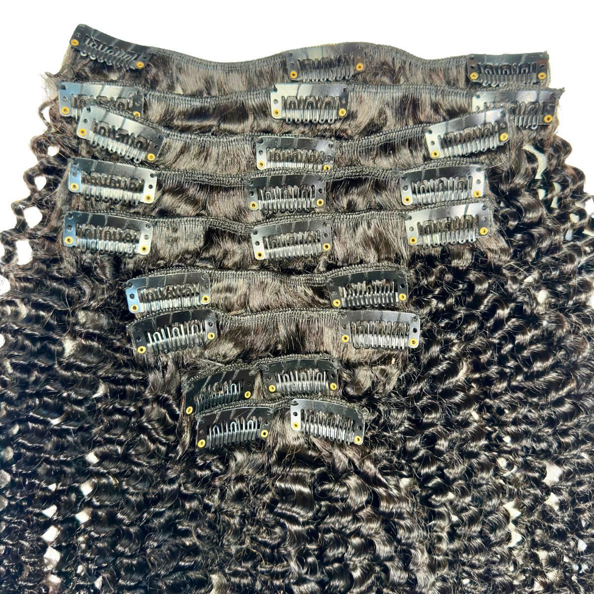 Jerry Curl Clip-In 100% Human Hair Extensions HookedOnBundles Virgin Hair