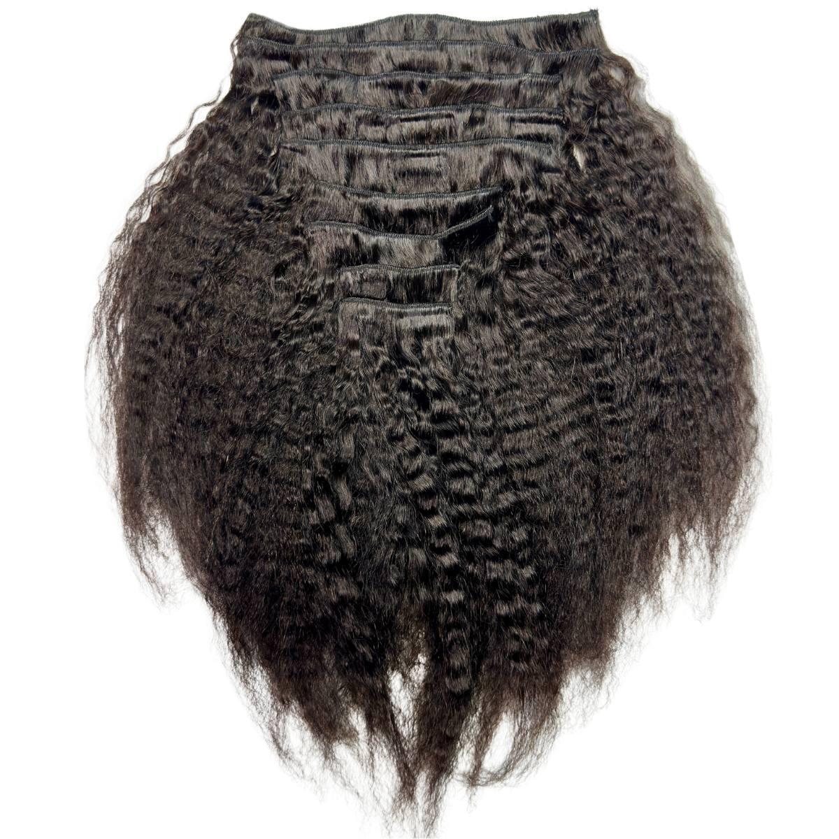 Kinky Straight Clip-In 100% Human Hair Extensions HookedOnBundles Virgin Hair