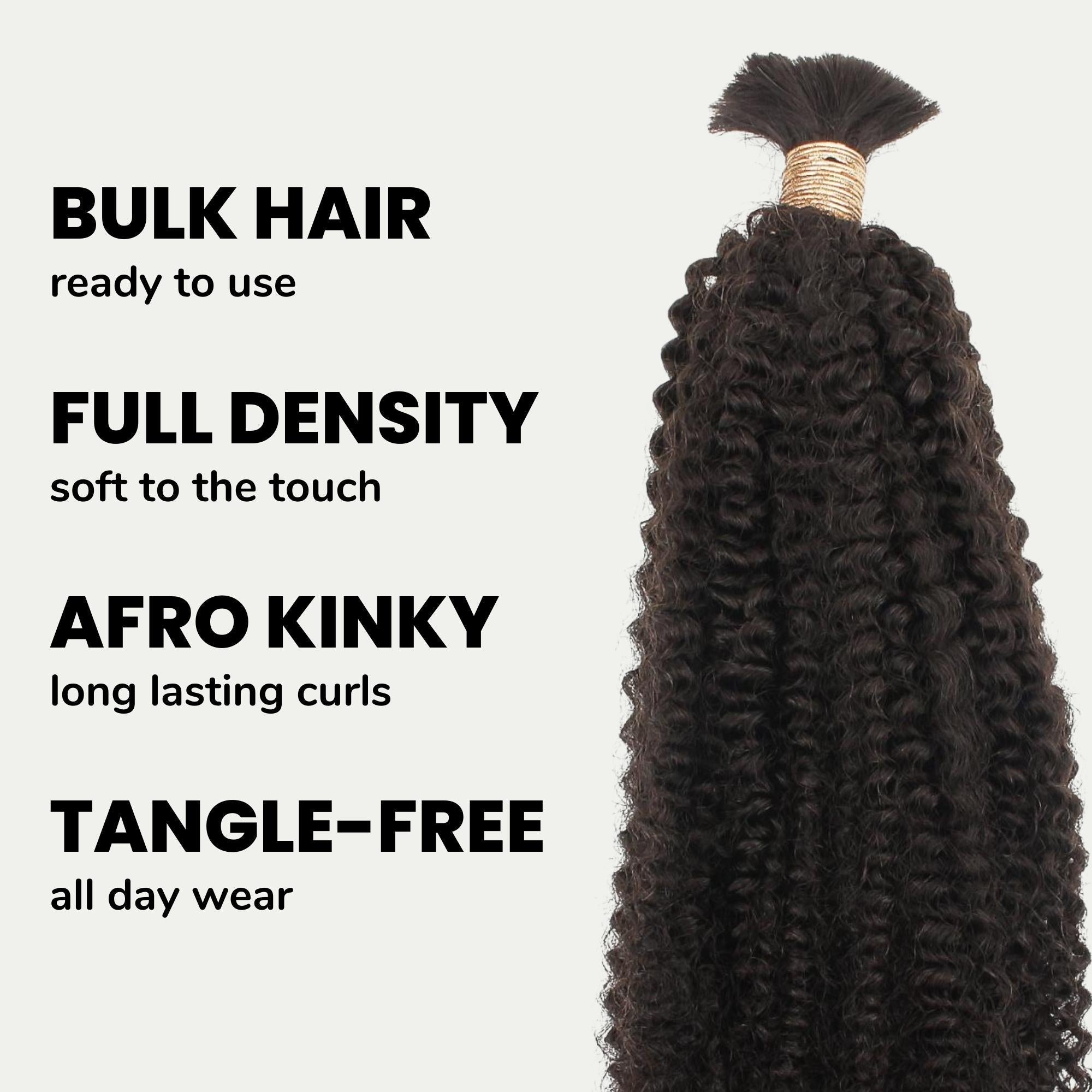 Afro Kinky Bulk 100% Human Braiding Hair - HookedOnBundles Virgin Hair HookedOnBundles Virgin Hair