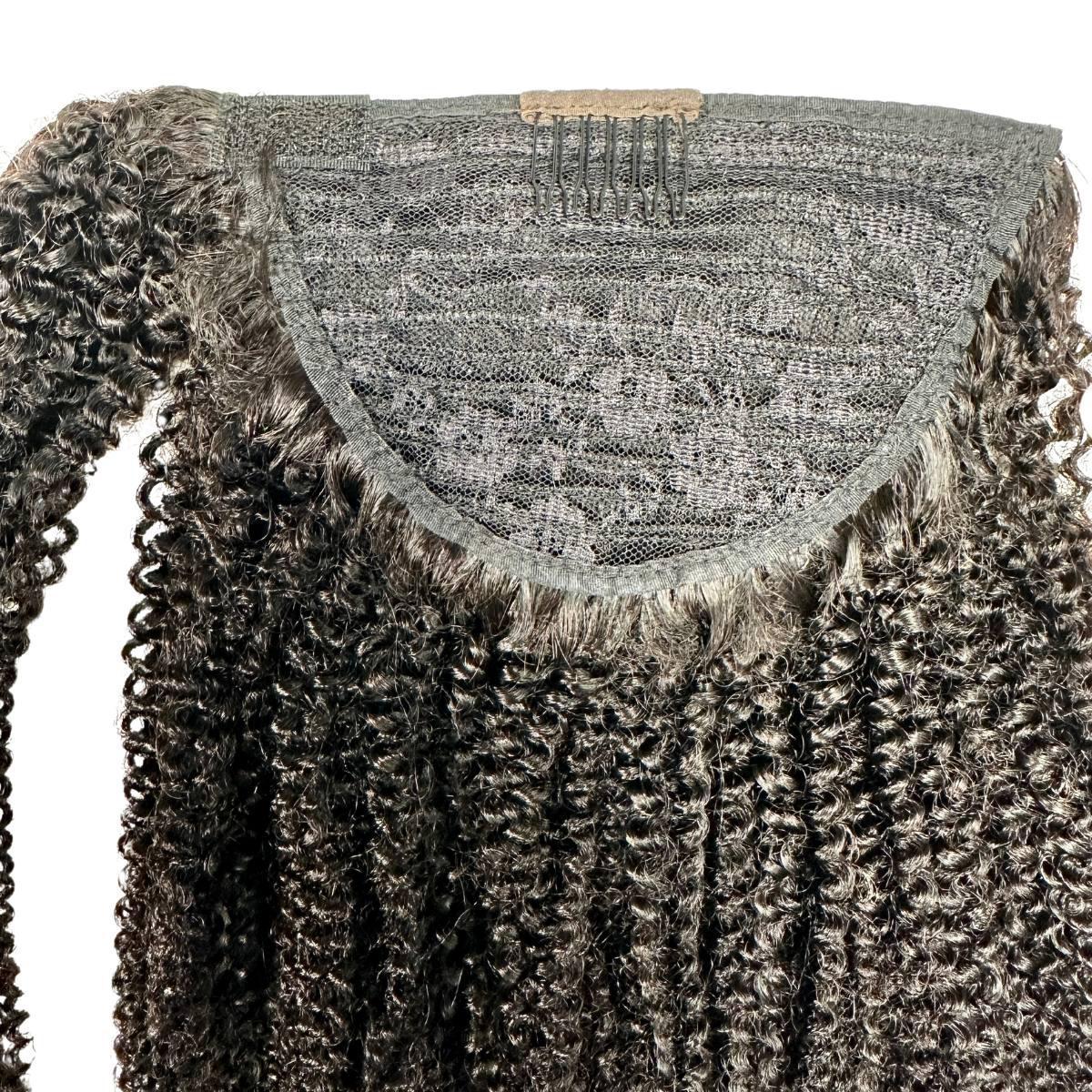 Afro Kinky Curly Ponytail Extension curl definition close-up HookedOnBundles Virgin Hair