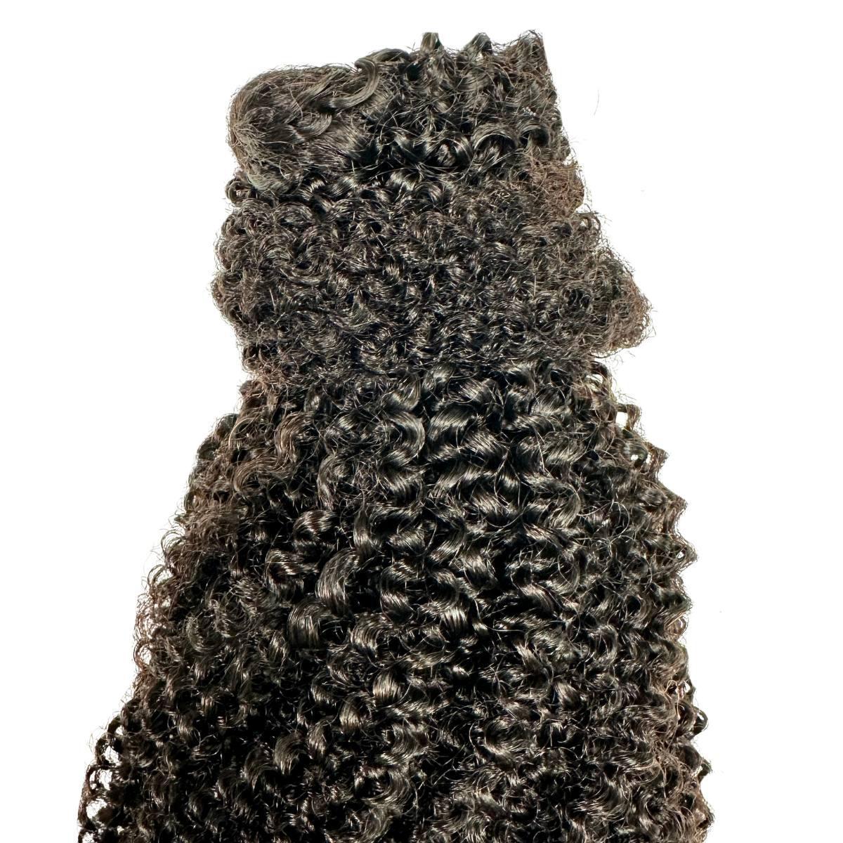 Close-up of Afro Kinky Curly curl pattern and texture HookedOnBundles Virgin Hair