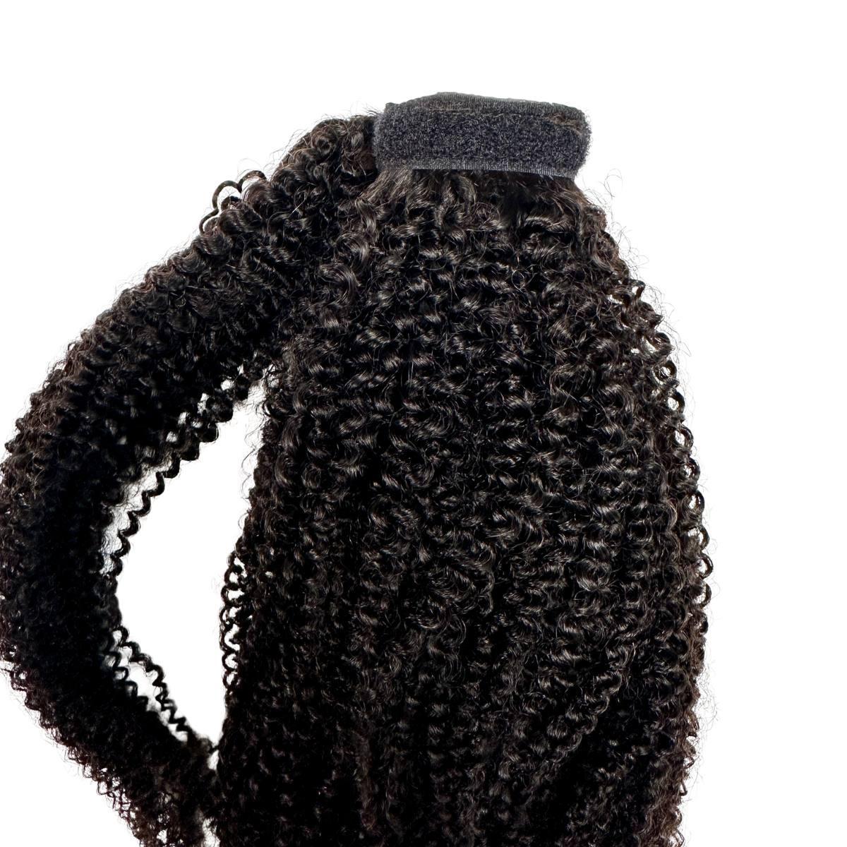 Afro Kinky Curly Ponytail Extension styled on model HookedOnBundles Virgin Hair
