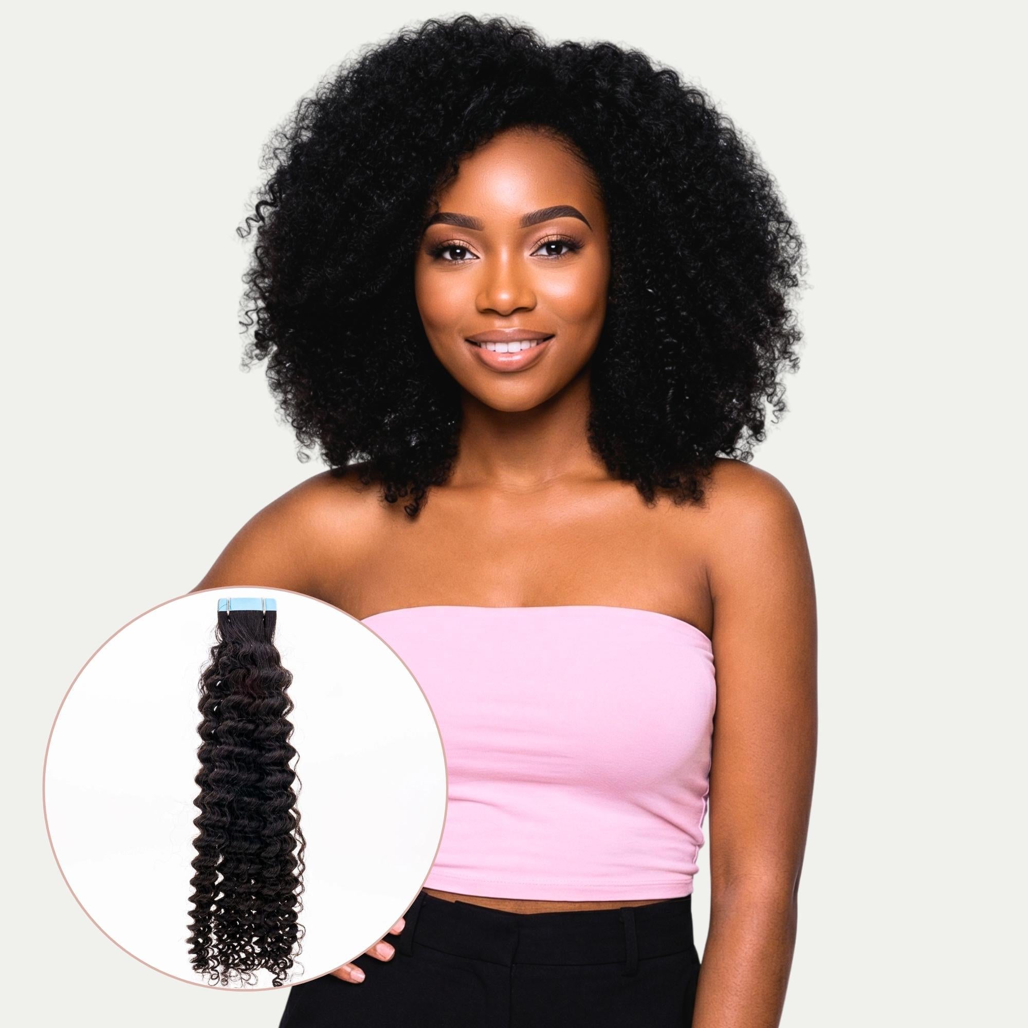 Afro Kinky Curly 100% Human Hair Tape In Extensions - HookedOnBundles Virgin Hair HookedOnBundles Virgin Hair