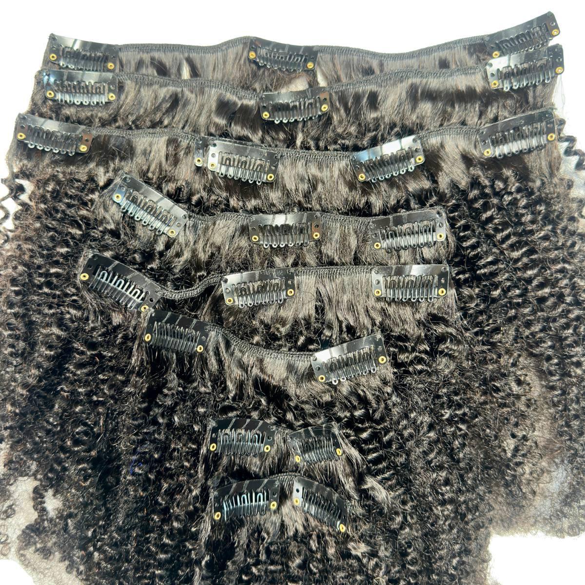 Afro Kinky Curly Clip-In 100% Human Hair Extensions - HookedOnBundles Virgin Hair HookedOnBundles Virgin Hair