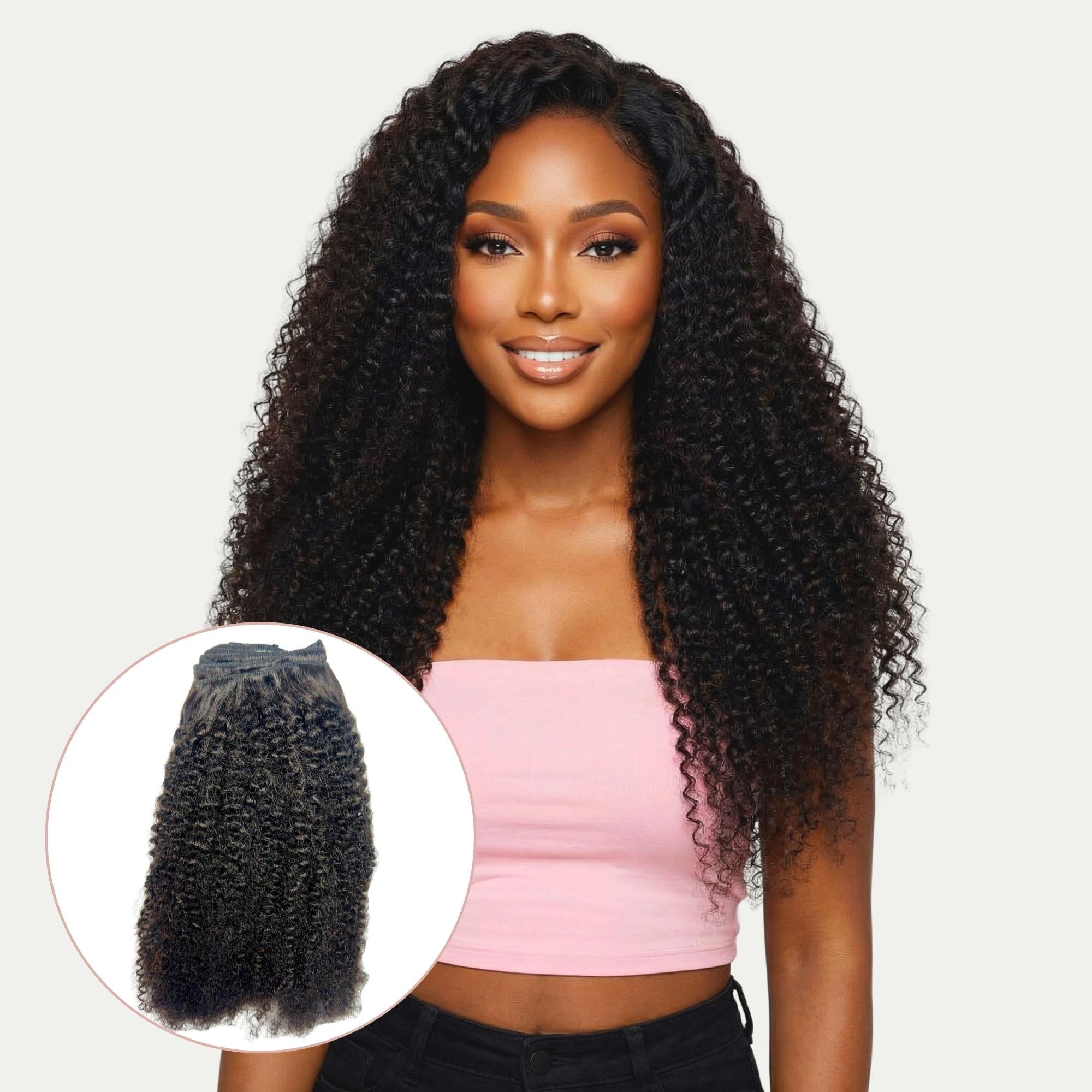 Afro Kinky Curly Clip-In 100% Human Hair Extensions - HookedOnBundles Virgin Hair