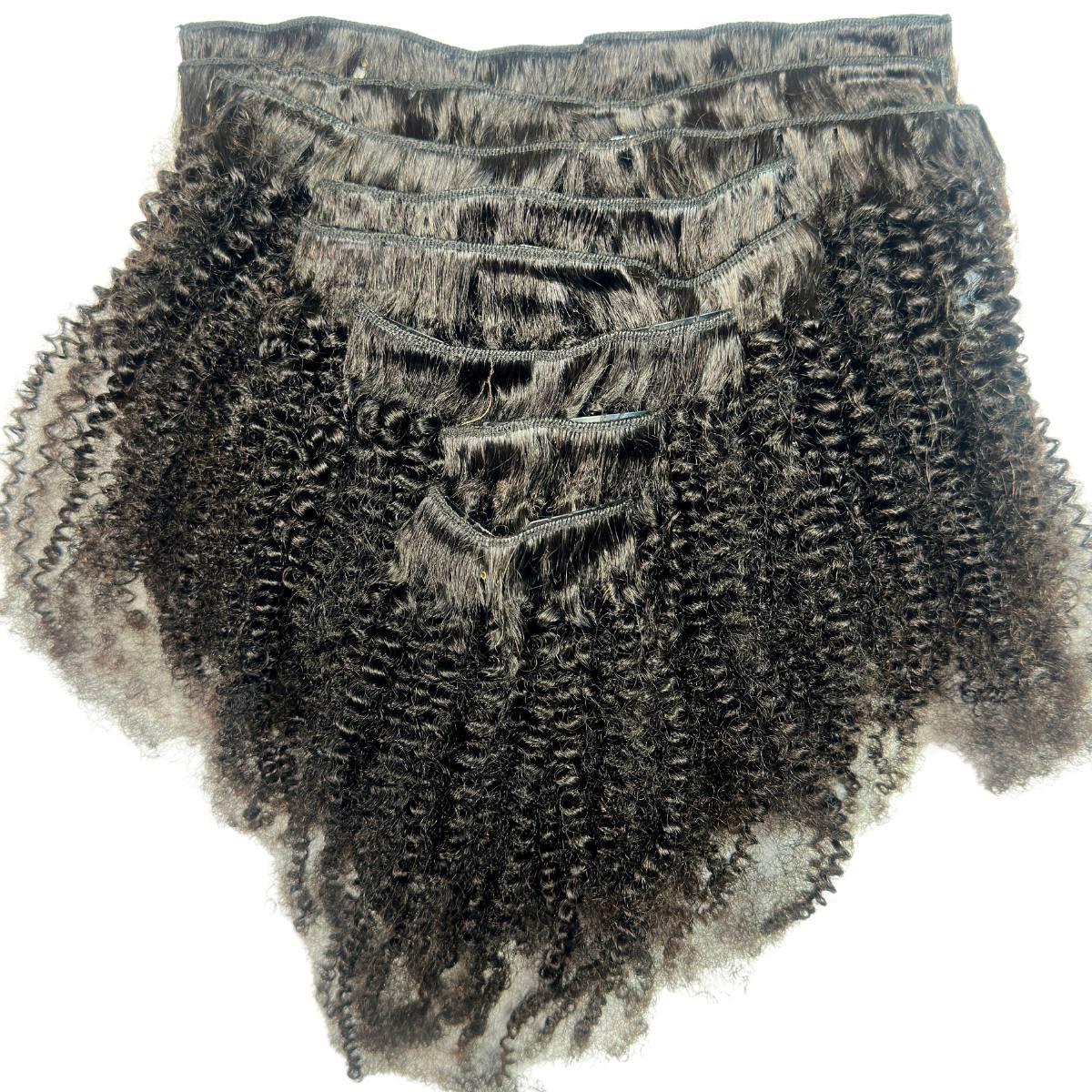 Afro Kinky Curly Clip-In 100% Human Hair Extensions - HookedOnBundles Virgin Hair HookedOnBundles Virgin Hair