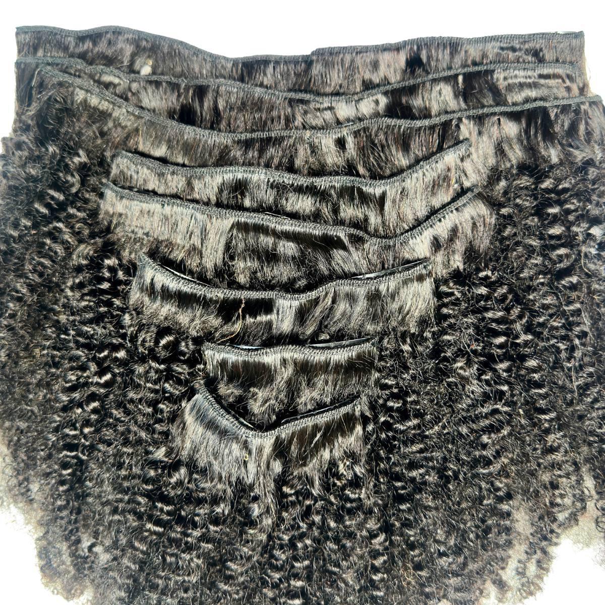 Afro Kinky Curly Clip-In 100% Human Hair Extensions - HookedOnBundles Virgin Hair HookedOnBundles Virgin Hair