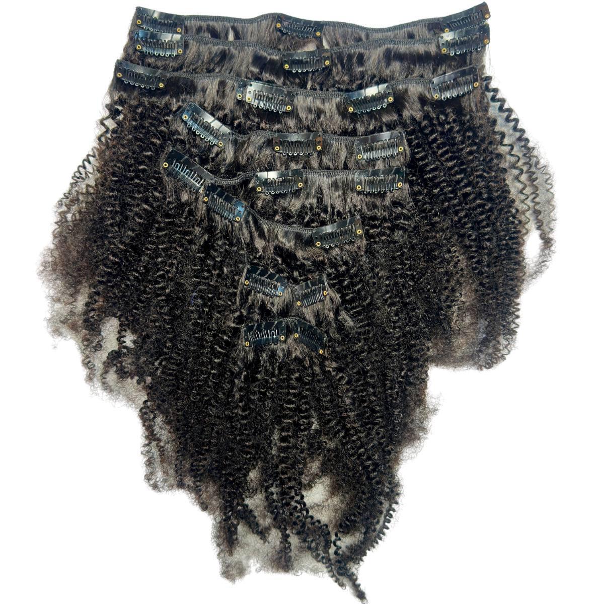 Afro Kinky Curly Clip-In 100% Human Hair Extensions - HookedOnBundles Virgin Hair HookedOnBundles Virgin Hair