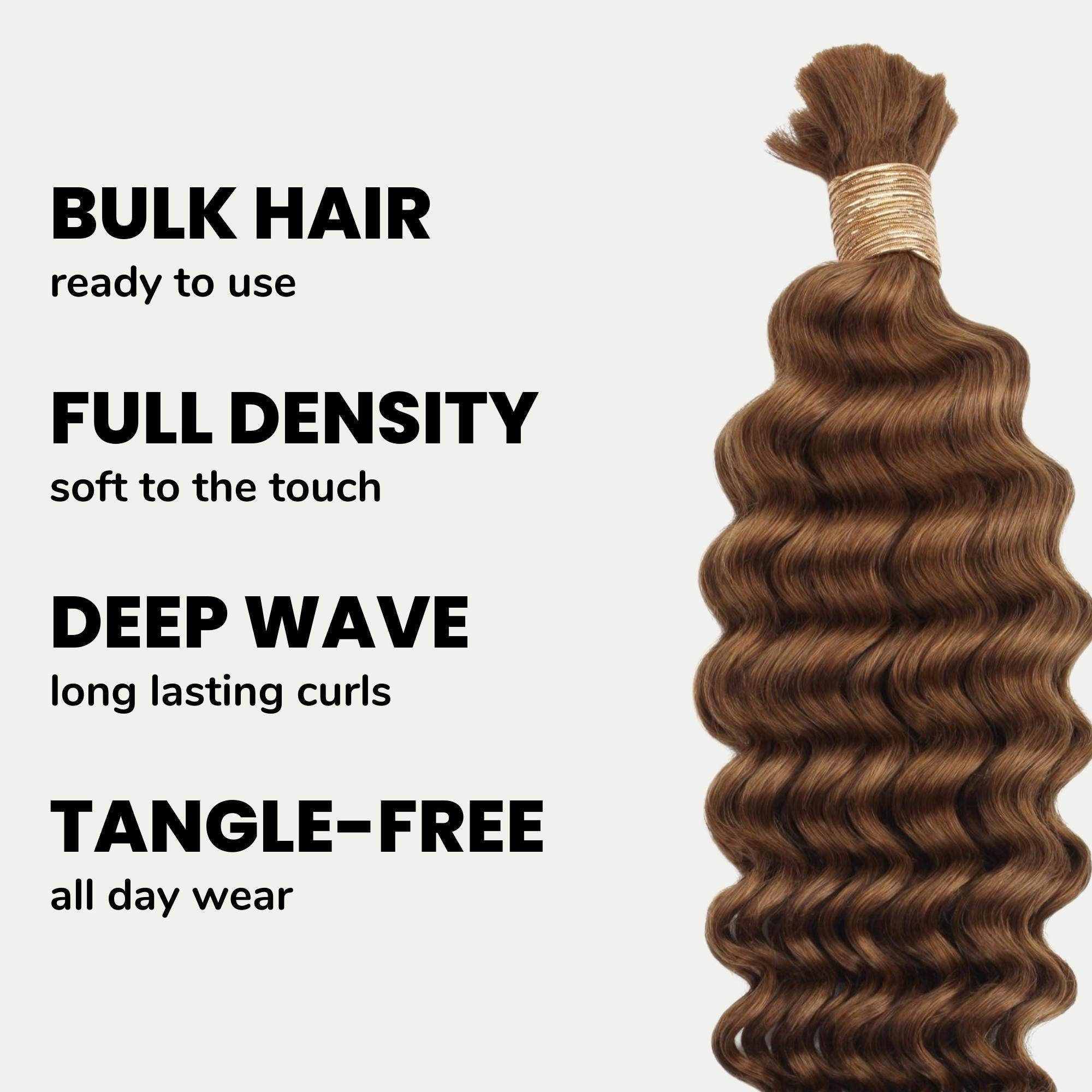 Auburn Deep Wave Bulk 100% Human Braiding Hair - HookedOnBundles Virgin Hair HookedOnBundles Virgin Hair