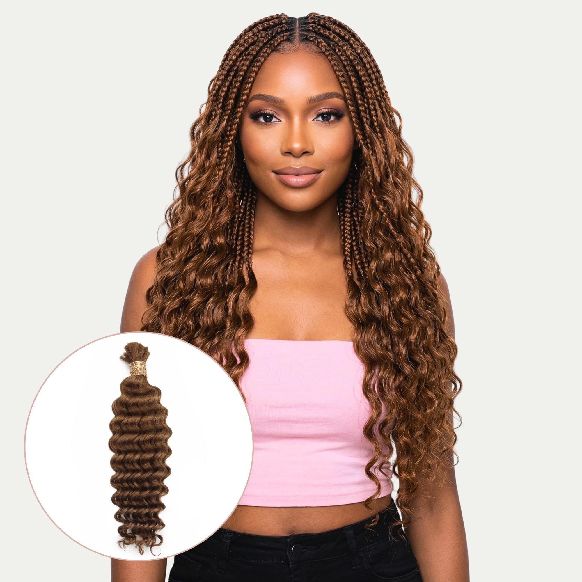 Auburn Deep Wave Bulk 100% Human Braiding Hair - HookedOnBundles Virgin Hair