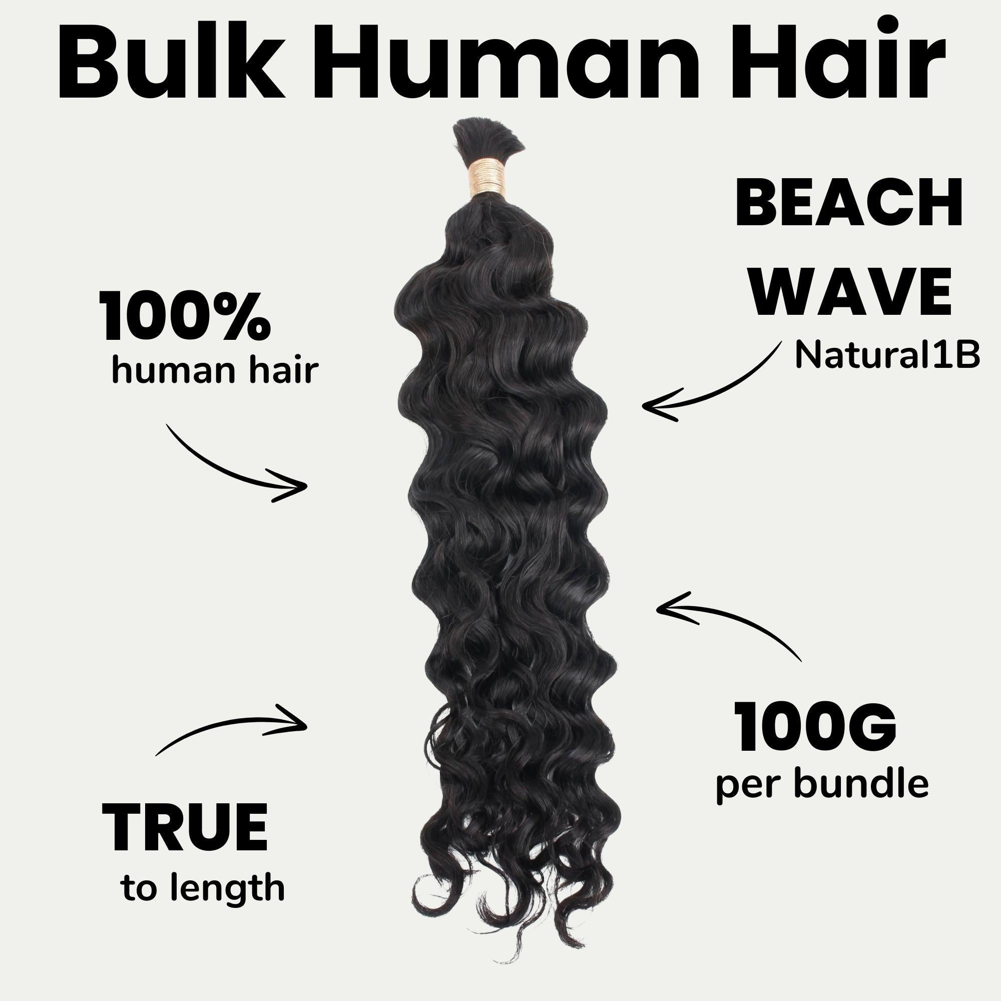 Beach Wave Bulk 100% Human Braiding Hair - HookedOnBundles Virgin Hair HookedOnBundles Virgin Hair