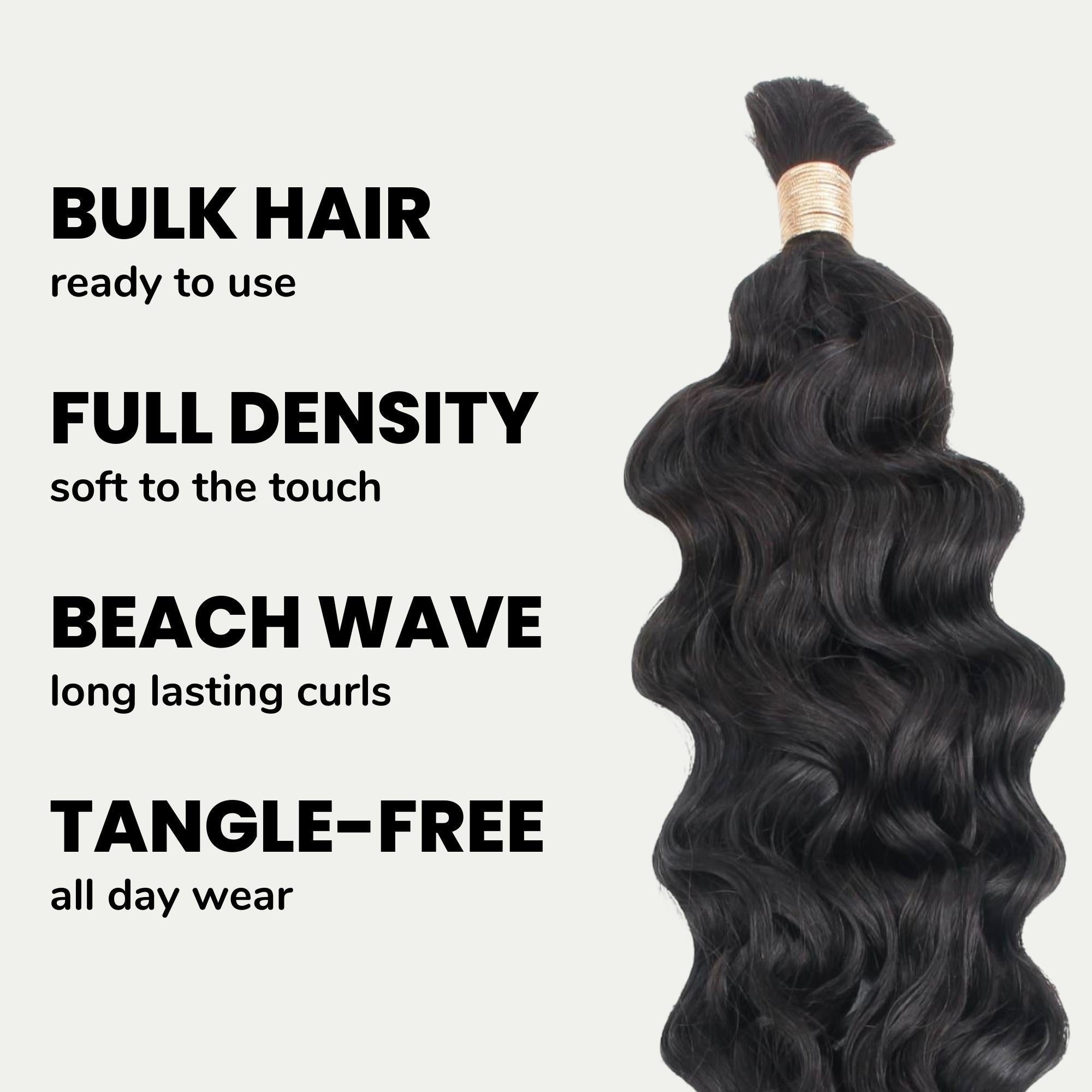 Beach Wave Bulk 100% Human Braiding Hair - HookedOnBundles Virgin Hair HookedOnBundles Virgin Hair