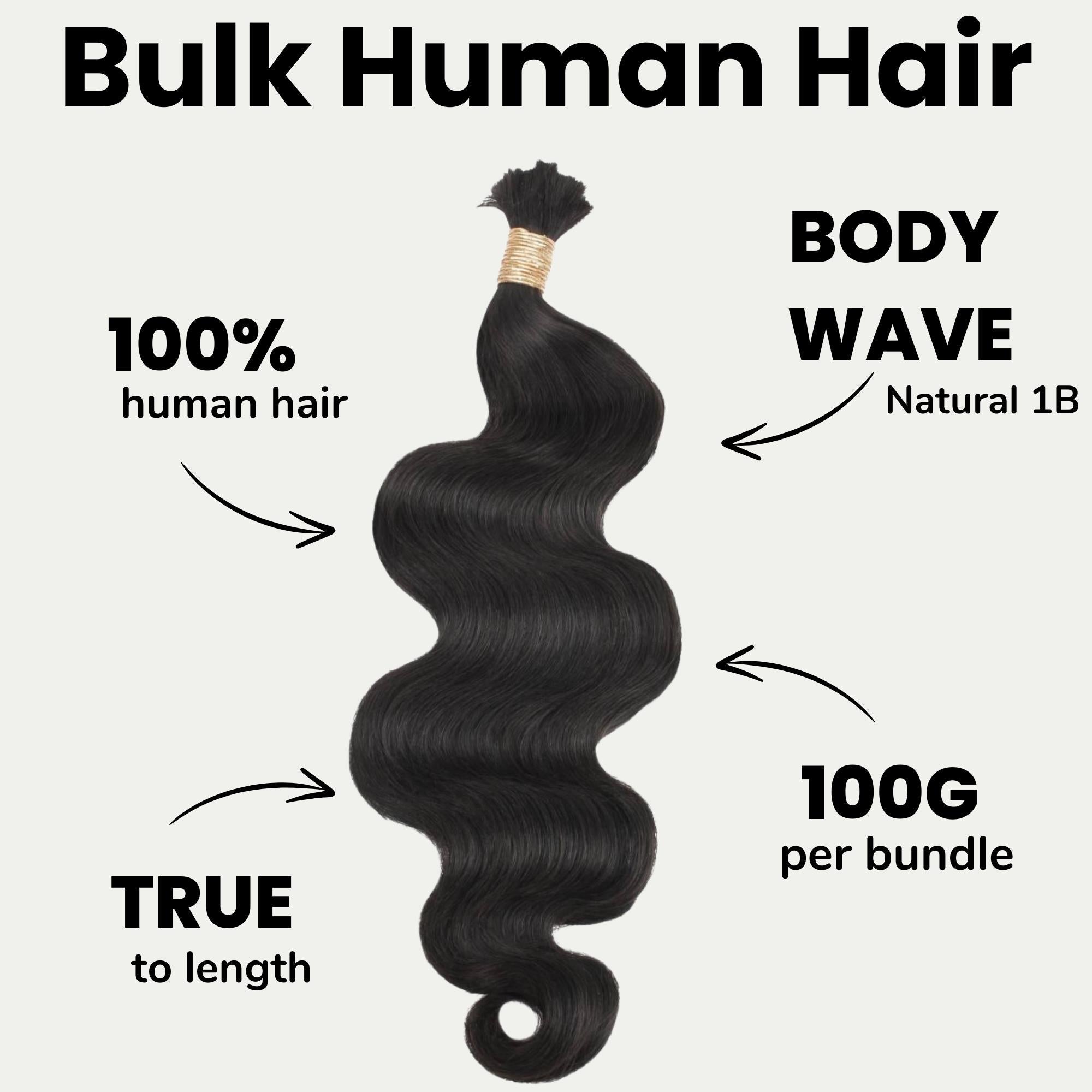 Body Wave Bulk 100% Human Braiding Hair - HookedOnBundles Virgin Hair HookedOnBundles Virgin Hair