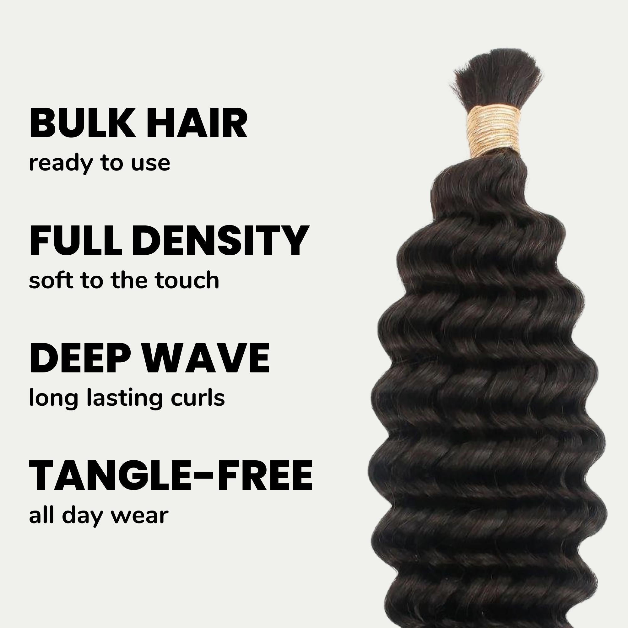 Deep Wave Bulk 100% Human Braiding Hair - HookedOnBundles Virgin Hair HookedOnBundles Virgin Hair