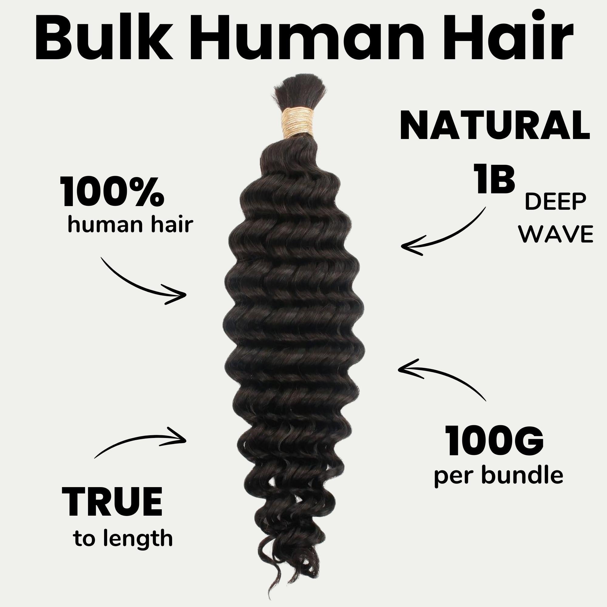 Deep Wave Bulk 100% Human Braiding Hair - HookedOnBundles Virgin Hair HookedOnBundles Virgin Hair