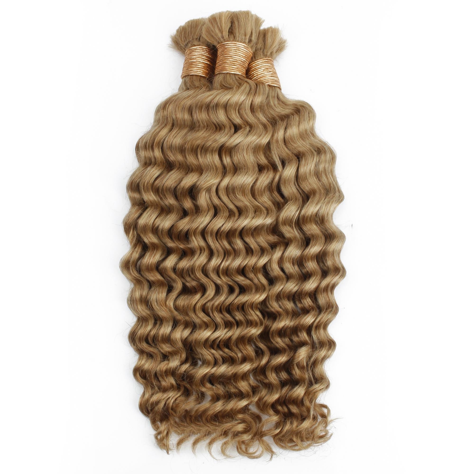 Honey Blonde Deep Wave 27 Bulk 100% Human Braiding Hair - HookedOnBundles Virgin Hair HookedOnBundles Virgin Hair