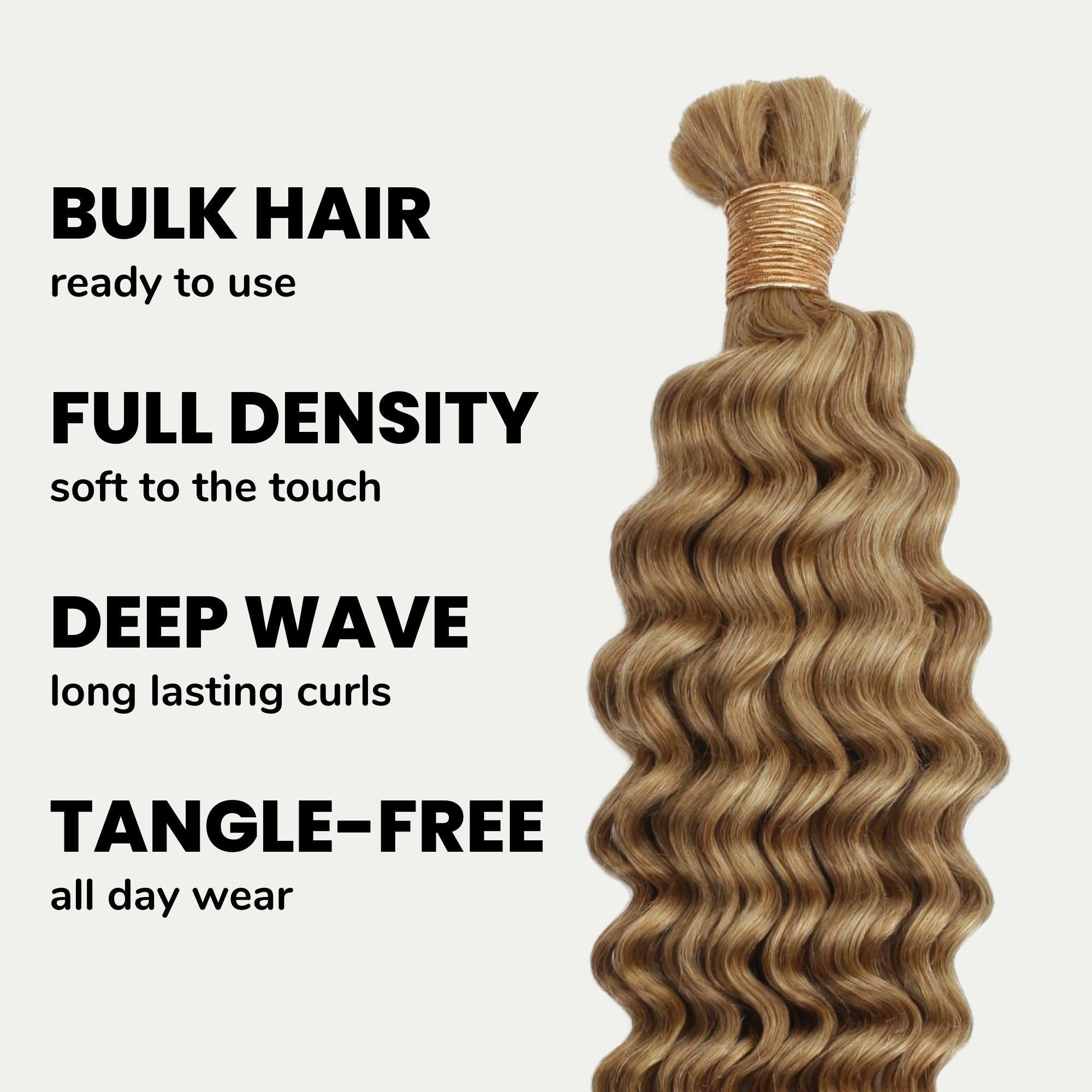 Honey Blonde Deep Wave 27 Bulk 100% Human Braiding Hair - HookedOnBundles Virgin Hair HookedOnBundles Virgin Hair