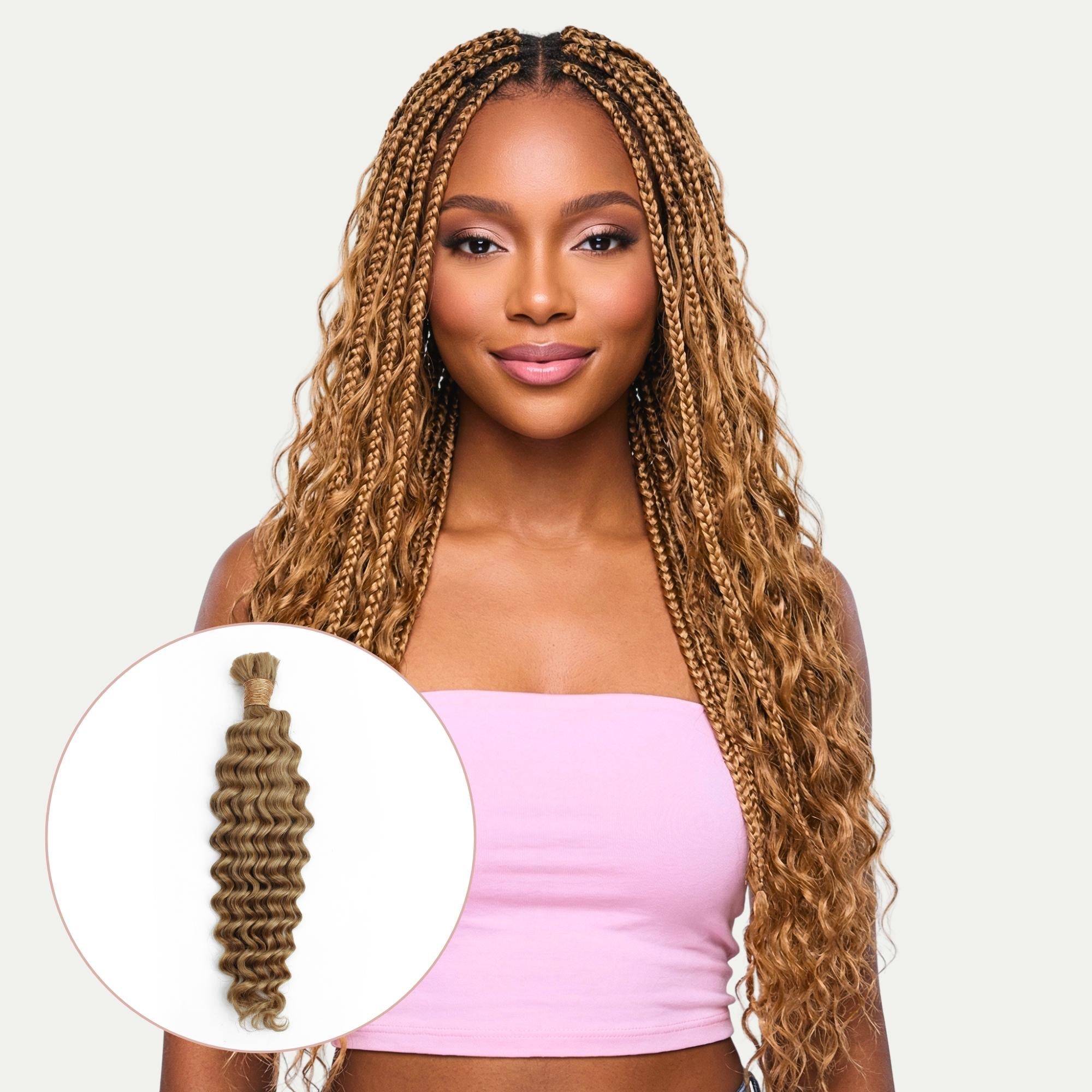 Honey Blonde Deep Wave 27 Bulk 100% Human Braiding Hair - HookedOnBundles Virgin Hair HookedOnBundles Virgin Hair