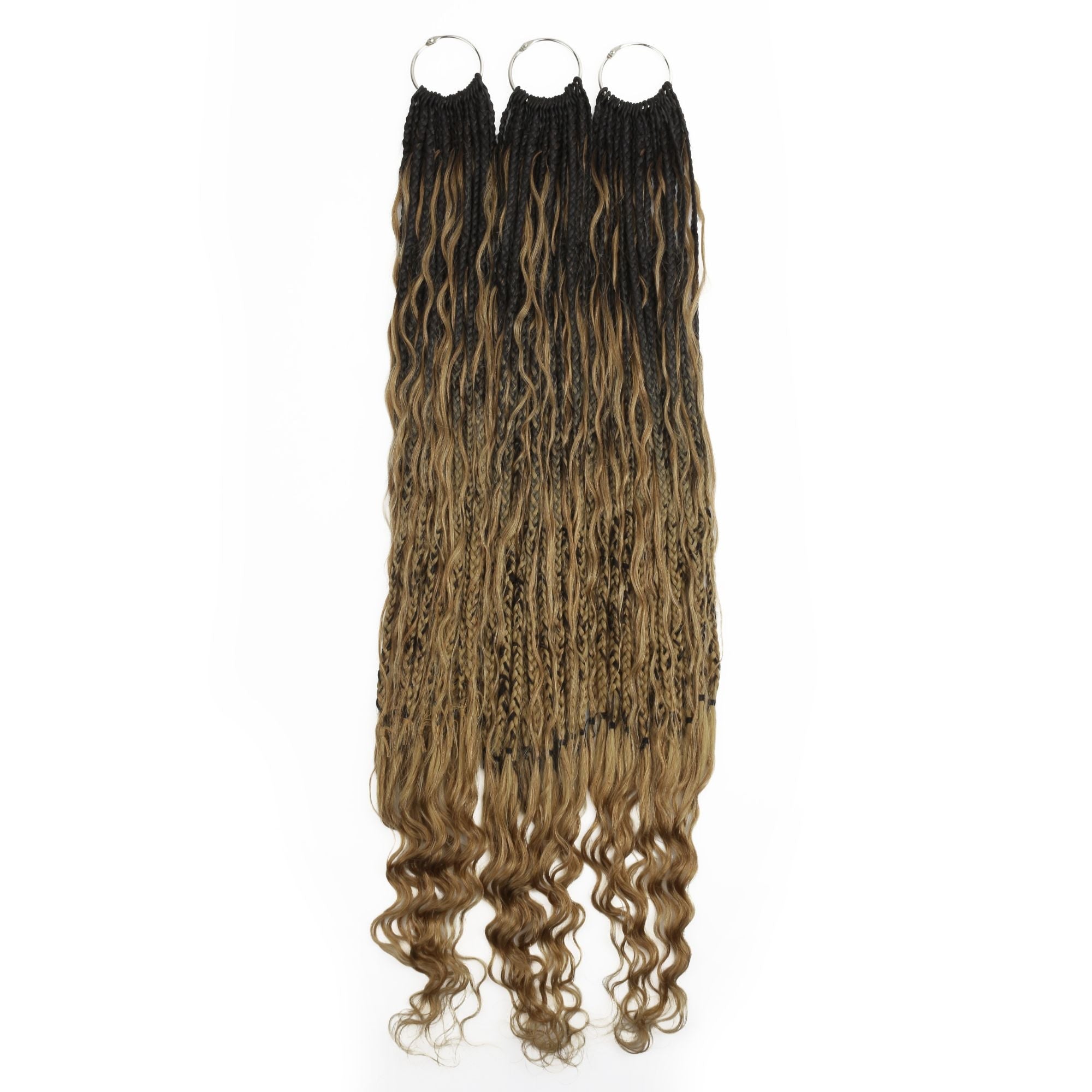 Honey Blonde Ombre Deep Wave Boho Braids with Human Hair Blend - HookedOnBundles Virgin Hair HookedOnBundles Virgin Hair