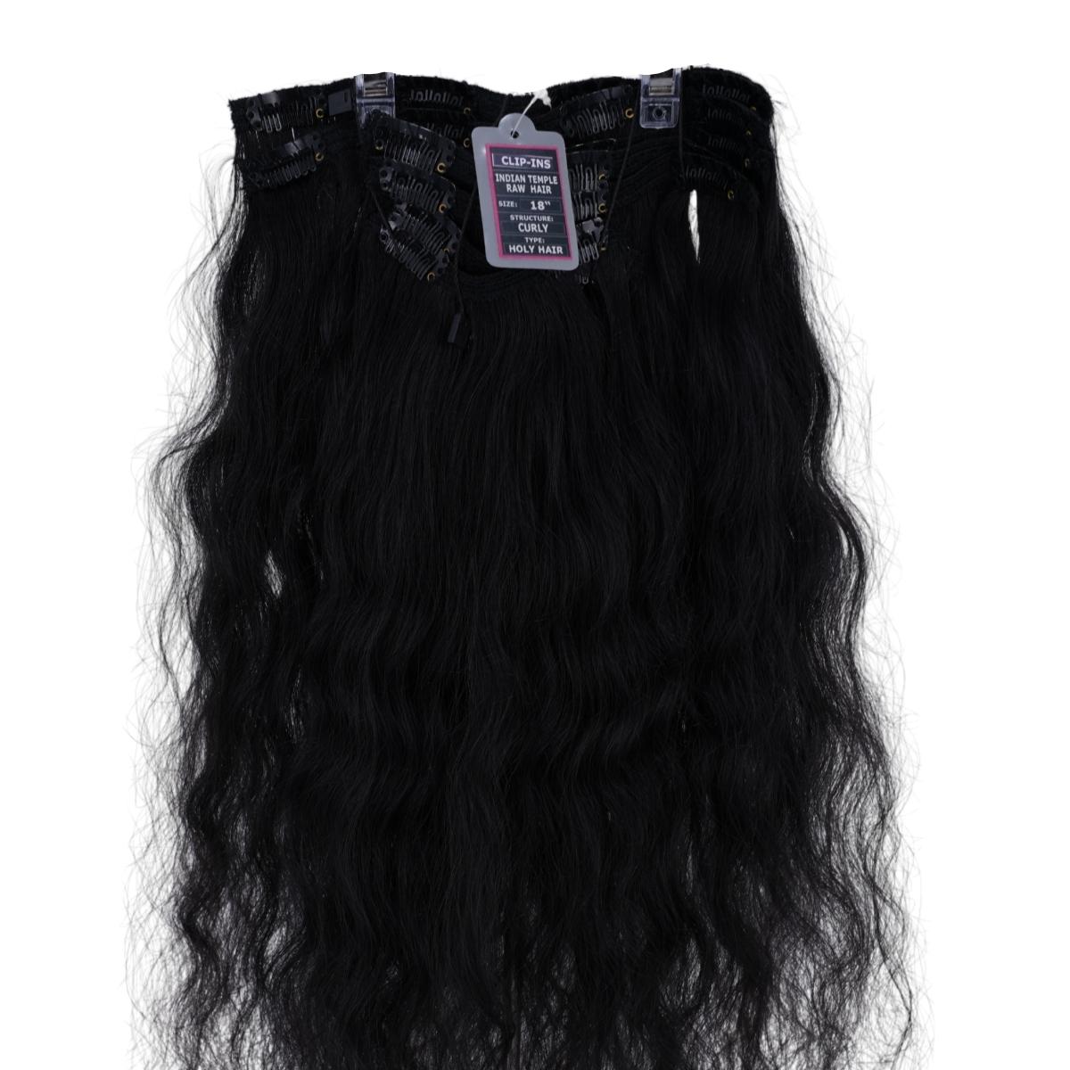 Indian Curly Natural Black Clip-in 100% Human Hair Extensions - HookedOnBundles Virgin Hair HookedOnBundles Virgin Hair