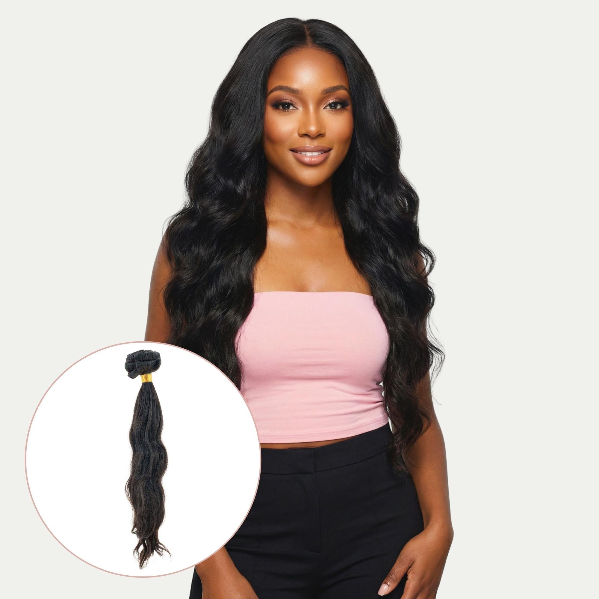 Indian Wavy Natural Black Clip-In 100% Human Hair Extensions - HookedOnBundles Virgin Hair HookedOnBundles Virgin Hair
