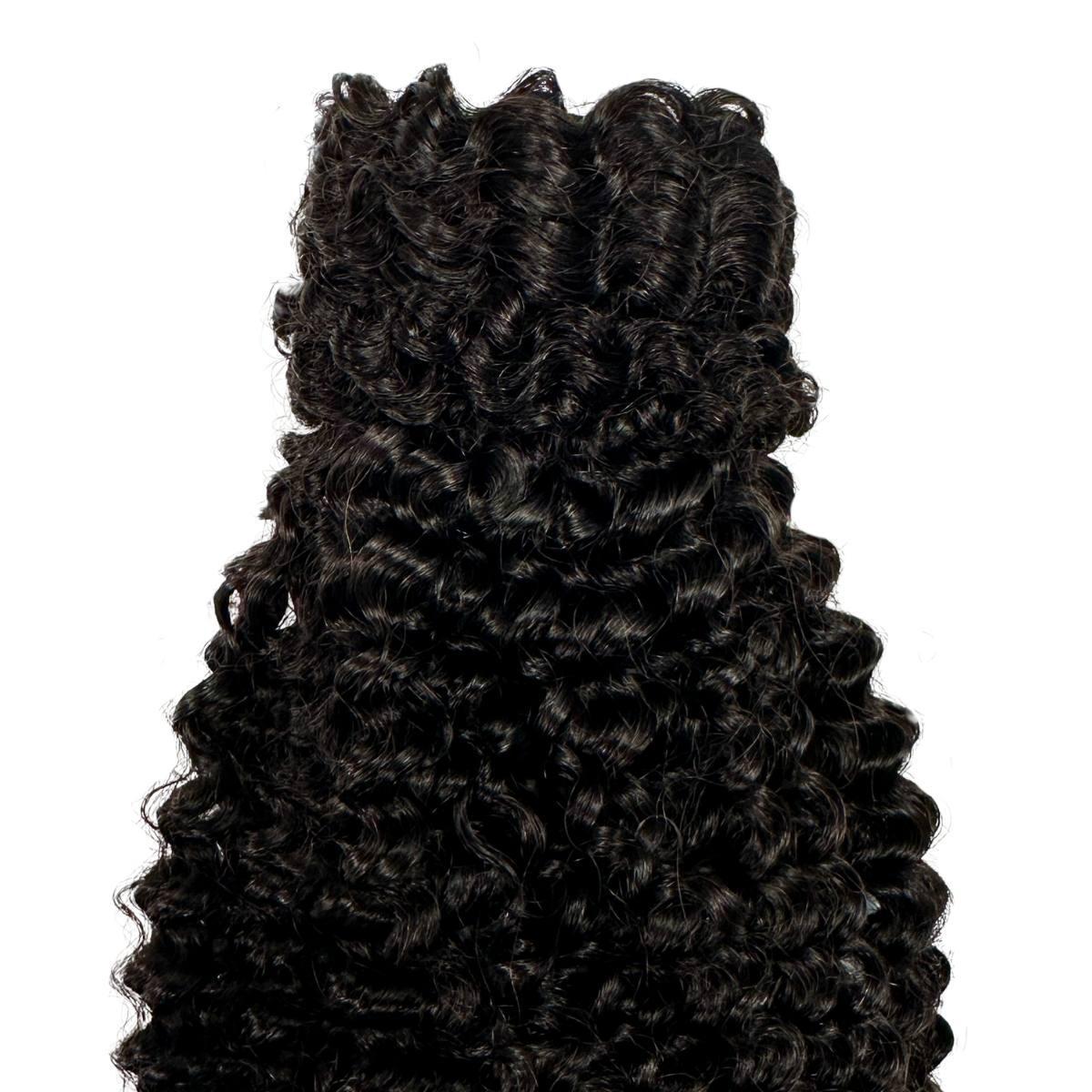 Close-up of Jerry Curl curl pattern and texture HookedOnBundles Virgin Hair