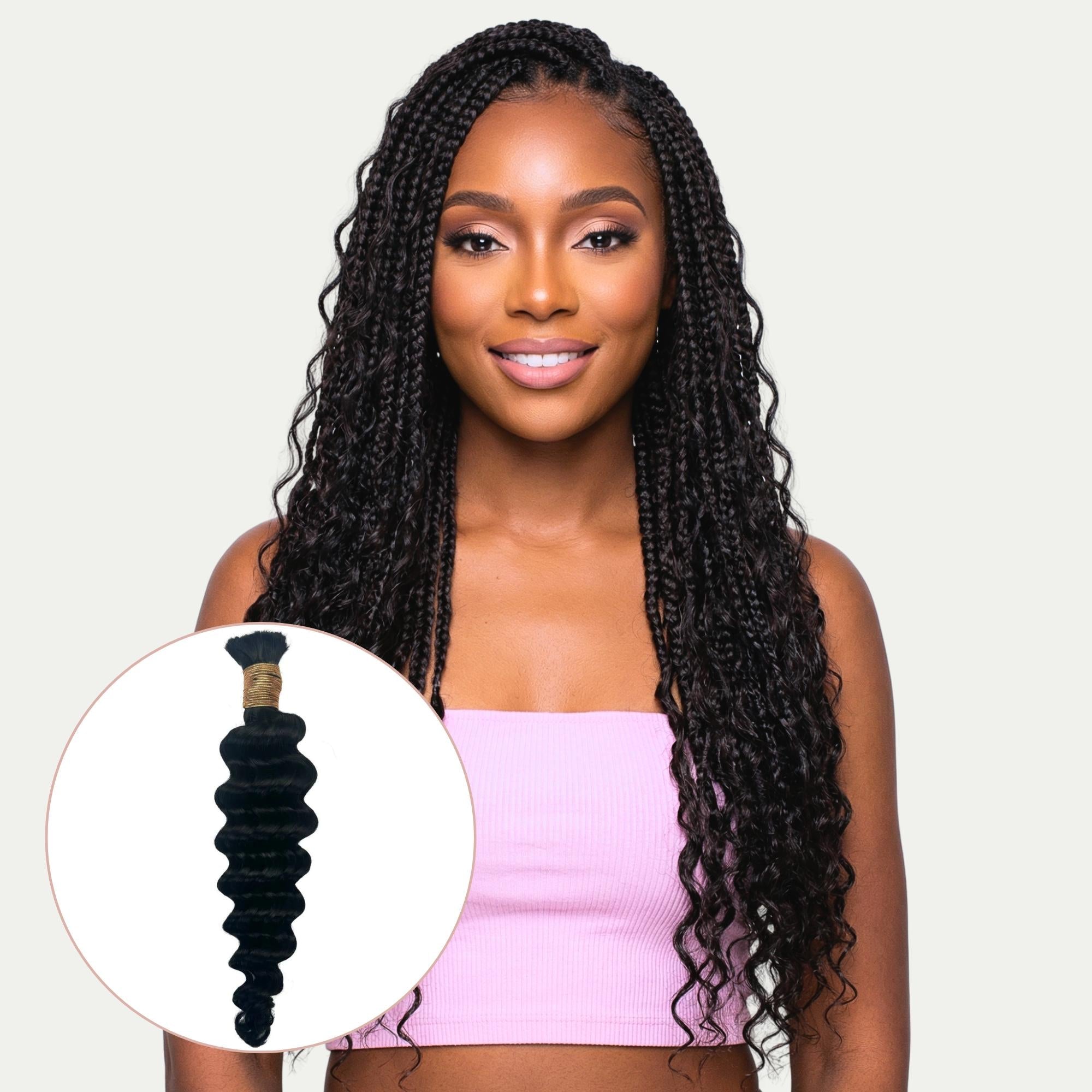 Jet Black Deep Wave Bulk 100% Human Braiding Hair - HookedOnBundles Virgin Hair HookedOnBundles Virgin Hair