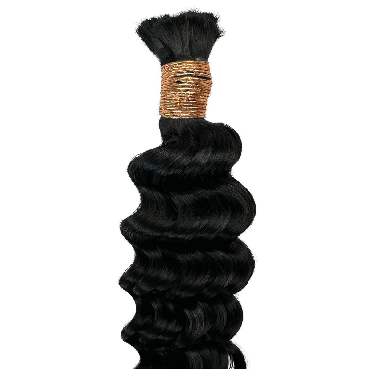 Jet Black Deep Wave Bulk 100% Human Braiding Hair - HookedOnBundles Virgin Hair HookedOnBundles Virgin Hair
