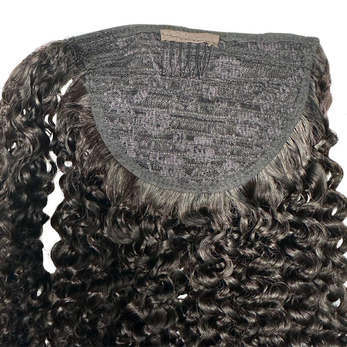 Kinky Curly Ponytail Extension curl definition close-up HookedOnBundles Virgin Hair