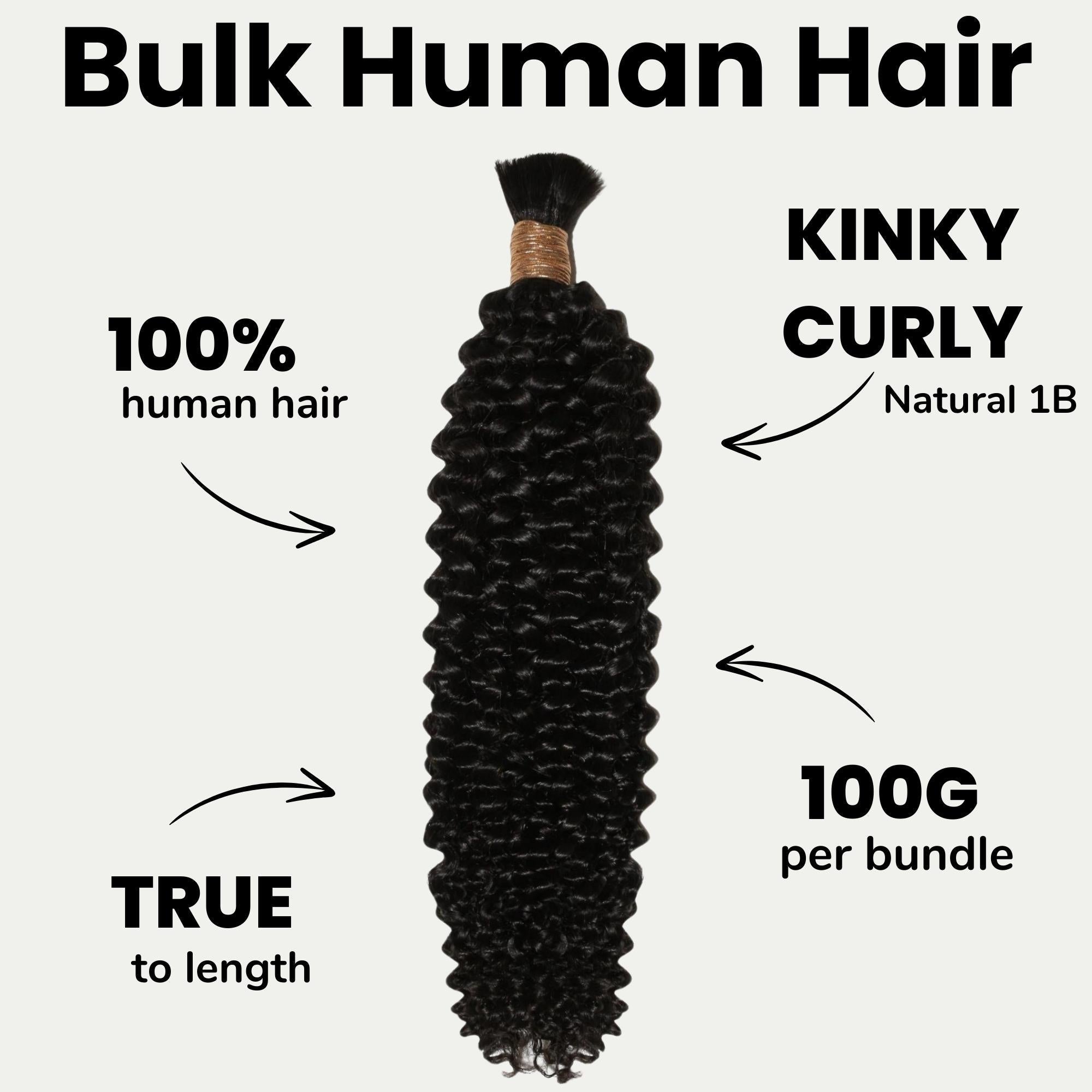 Kinky Curly Bulk 100% Human Braiding Hair - HookedOnBundles Virgin Hair HookedOnBundles Virgin Hair