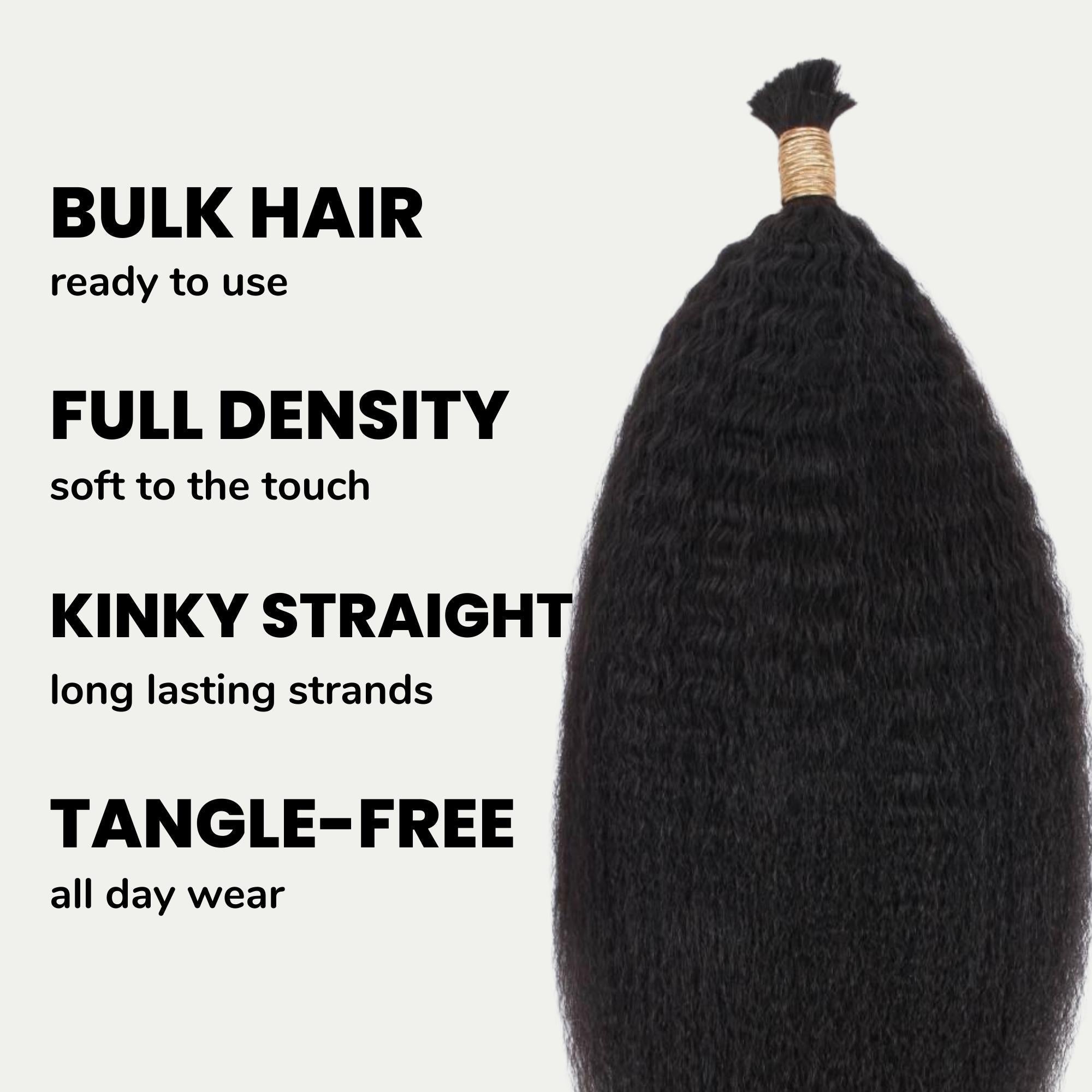Kinky Straight Bulk 100% Human Braiding Hair - HookedOnBundles Virgin Hair HookedOnBundles Virgin Hair