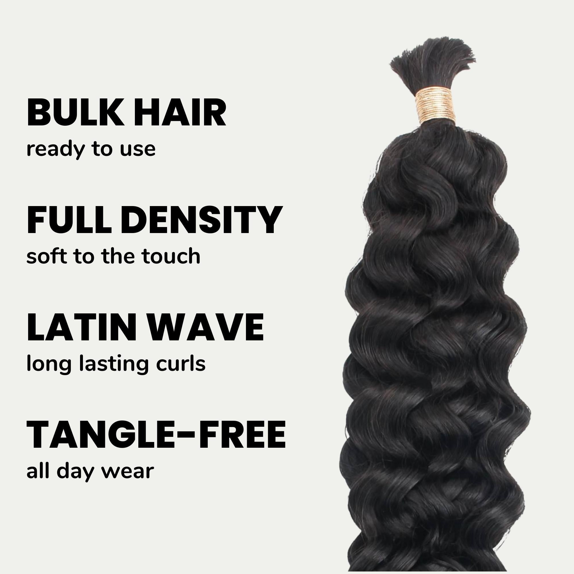 Latin Wave Bulk 100% Human Braiding Hair - HookedOnBundles Virgin Hair HookedOnBundles Virgin Hair