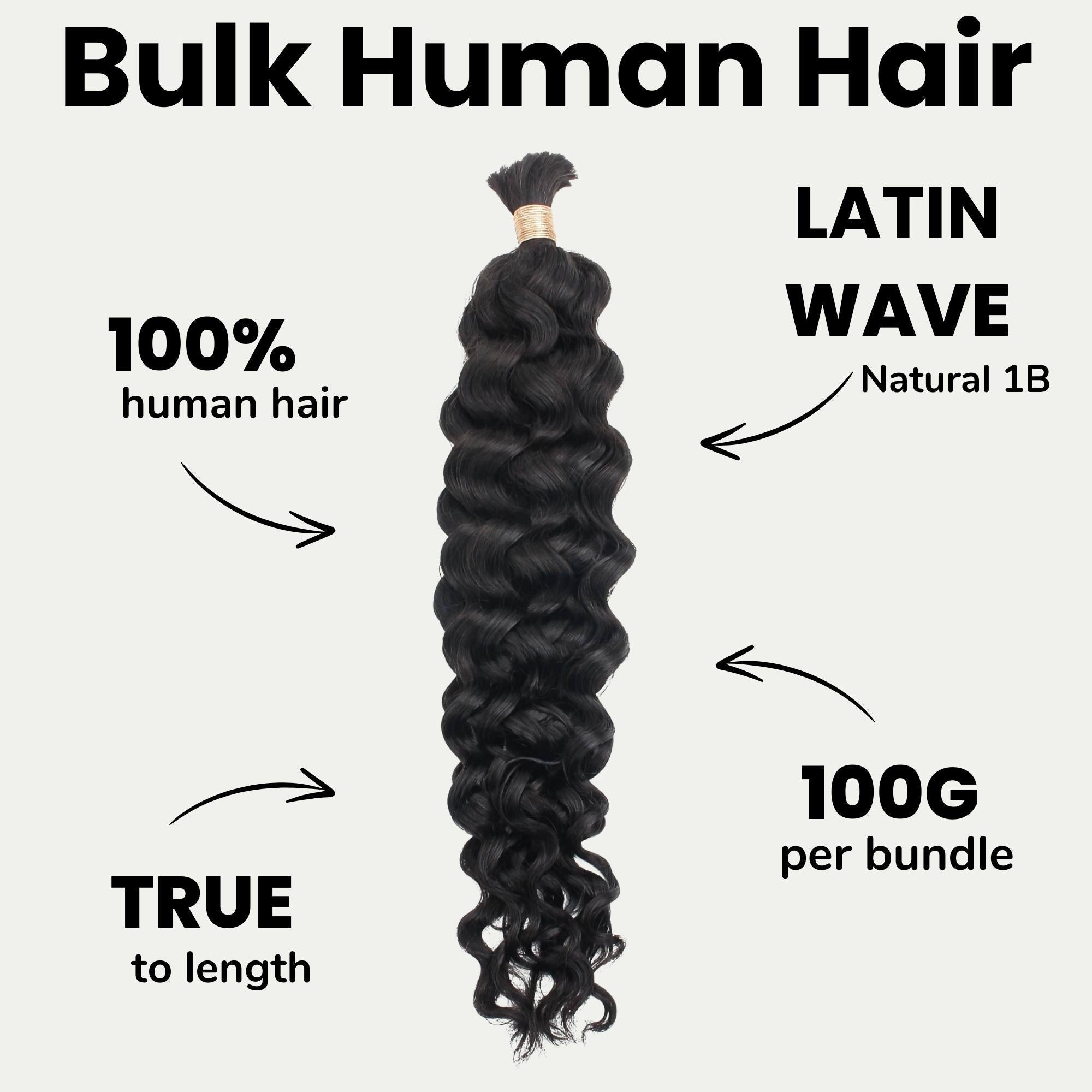 Latin Wave Bulk 100% Human Braiding Hair - HookedOnBundles Virgin Hair HookedOnBundles Virgin Hair