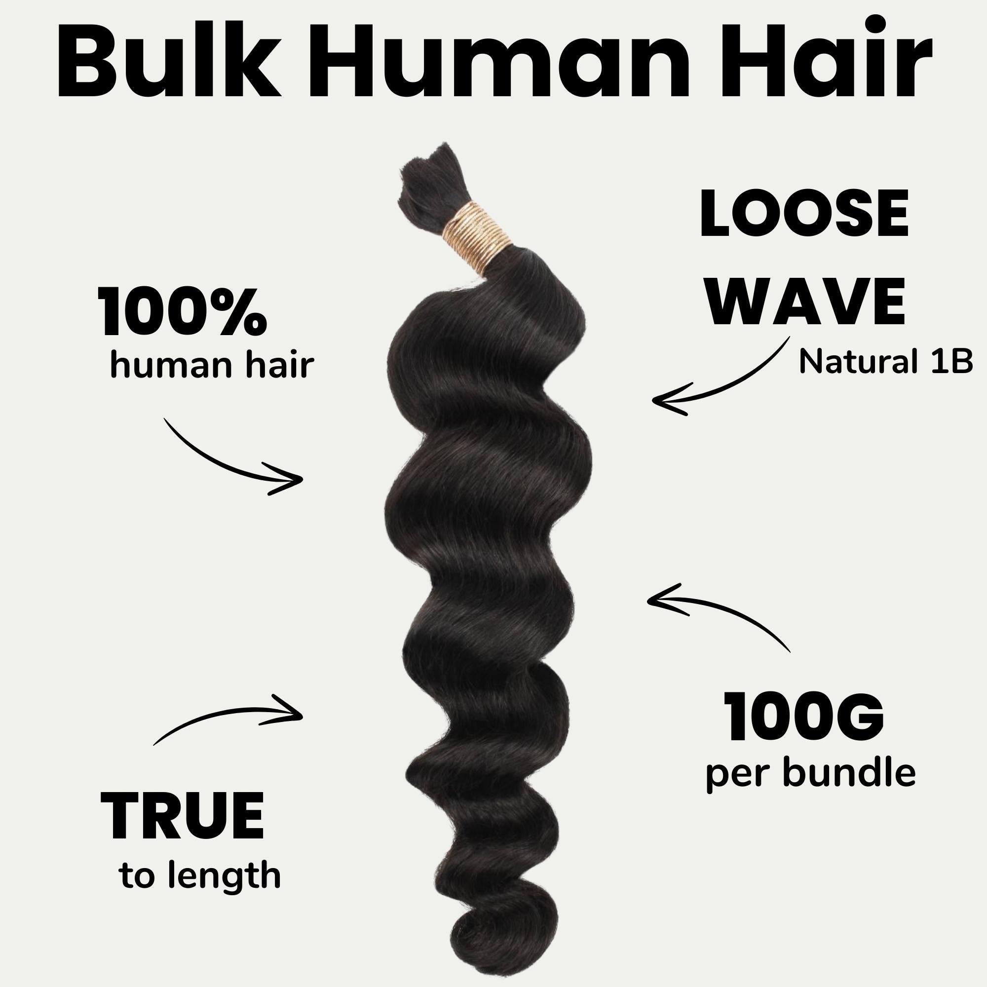 Loose Wave Bulk 100% Human Braiding Hair - HookedOnBundles Virgin Hair HookedOnBundles Virgin Hair