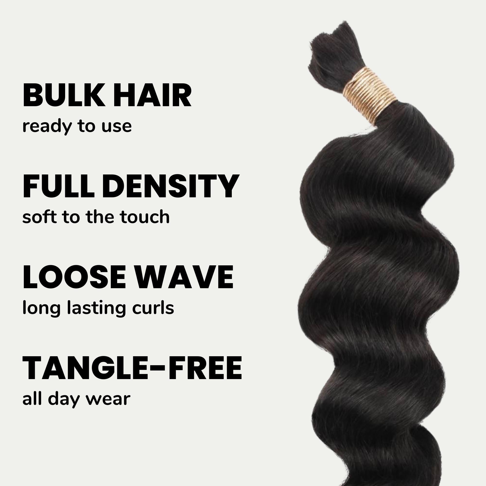 Loose Wave Bulk 100% Human Braiding Hair - HookedOnBundles Virgin Hair HookedOnBundles Virgin Hair