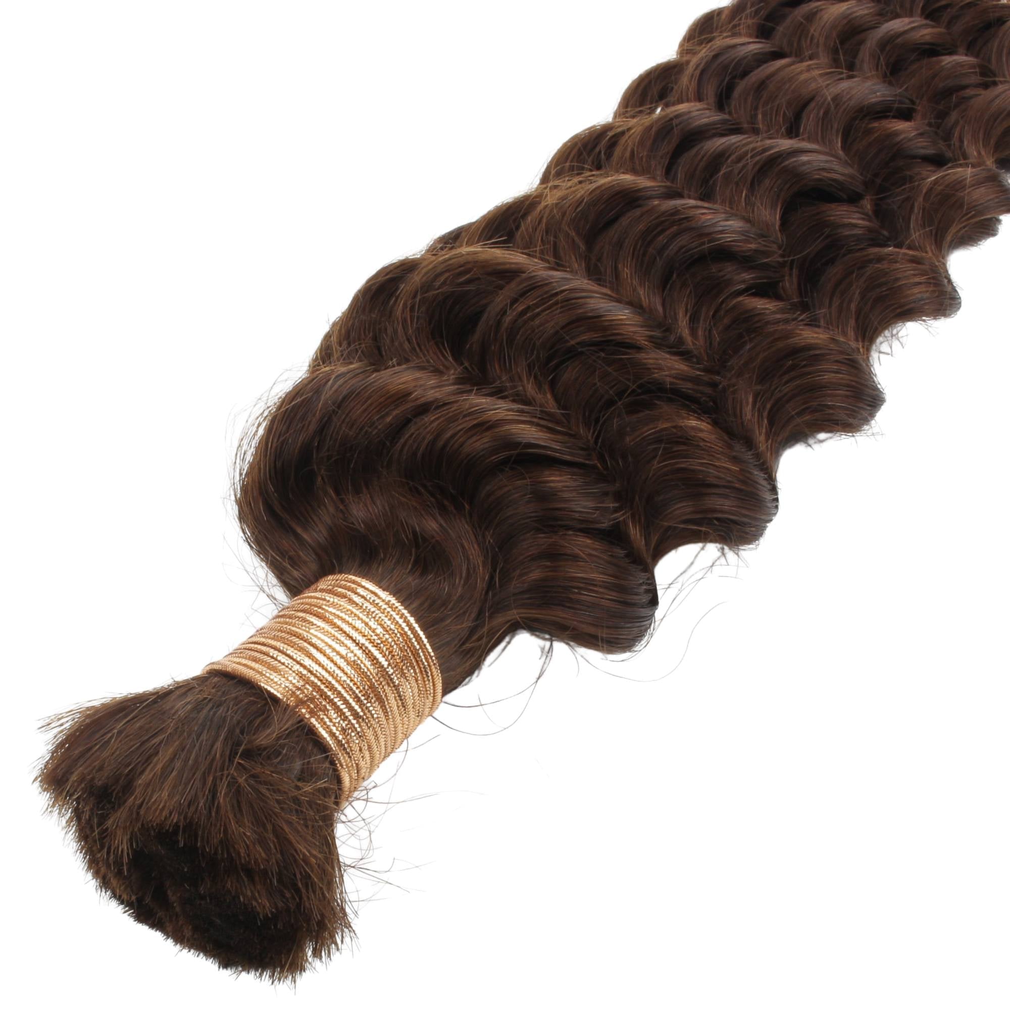 Medium Brown Deep Wave Color 4 Bulk 100% Human Braiding Hair - HookedOnBundles Virgin Hair HookedOnBundles Virgin Hair