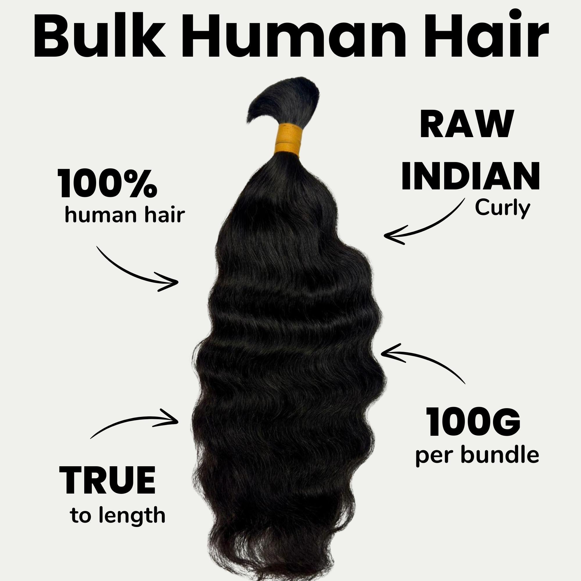 Raw Indian Curly Bulk 100% Human Braiding Hair - HookedOnBundles Virgin Hair HookedOnBundles Virgin Hair