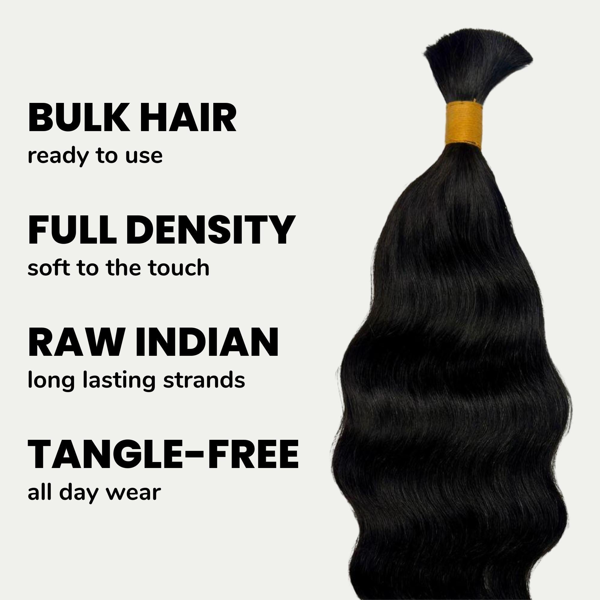 Raw Indian Wavy Bulk 100% Human Braiding Hair - HookedOnBundles Virgin Hair HookedOnBundles Virgin Hair