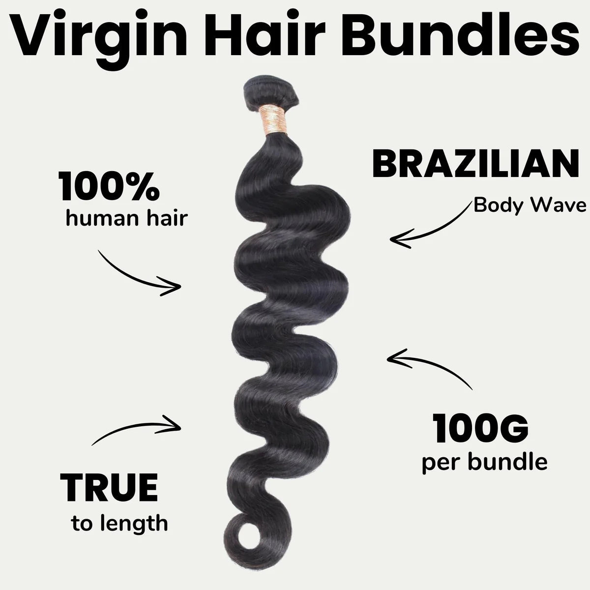 Body Wave Human Hair Bundle texture showing smooth, defined waves HookedOnBundles Virgin Hair