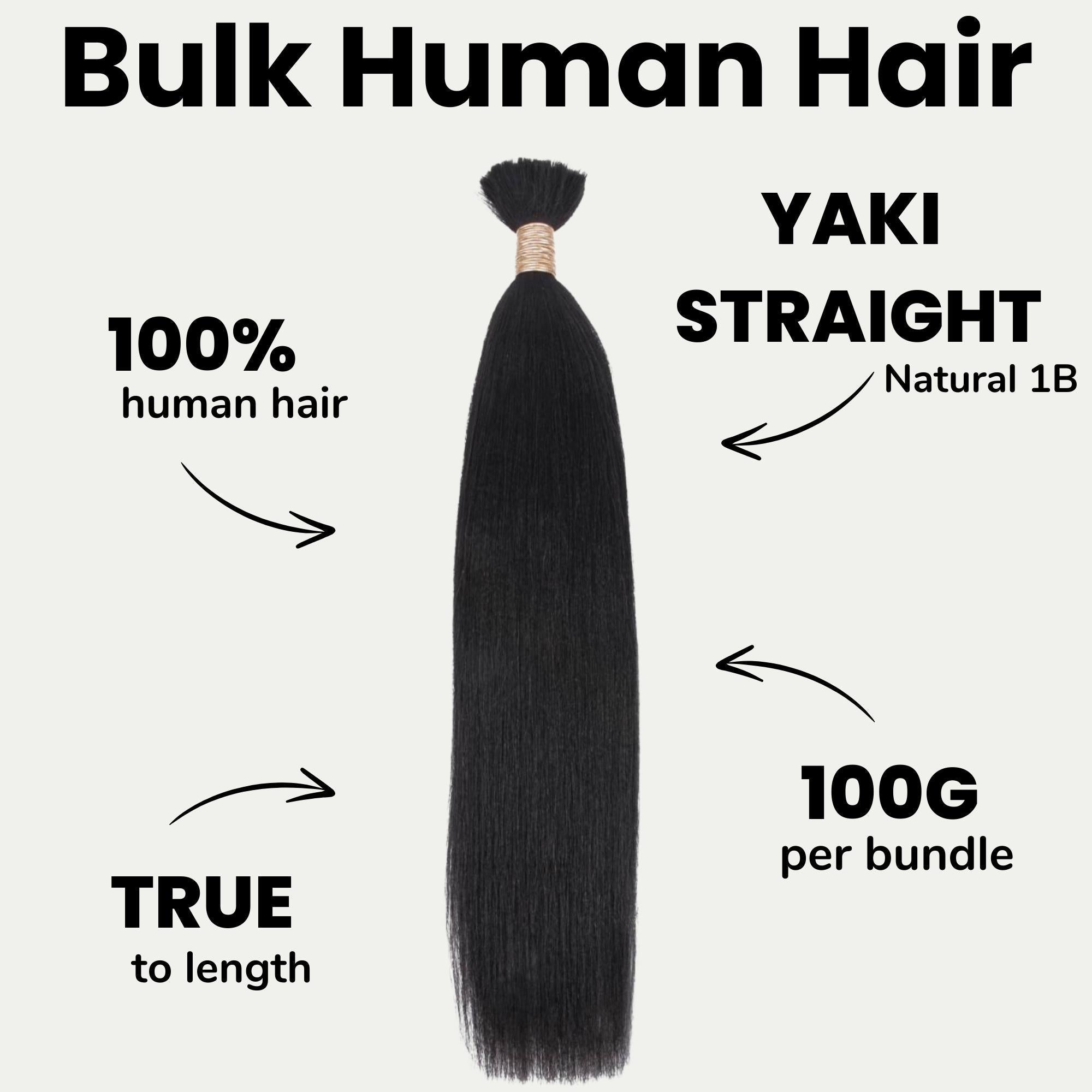 Yaki Straight Bulk 100% Human Braiding Hair - HookedOnBundles Virgin Hair HookedOnBundles Virgin Hair